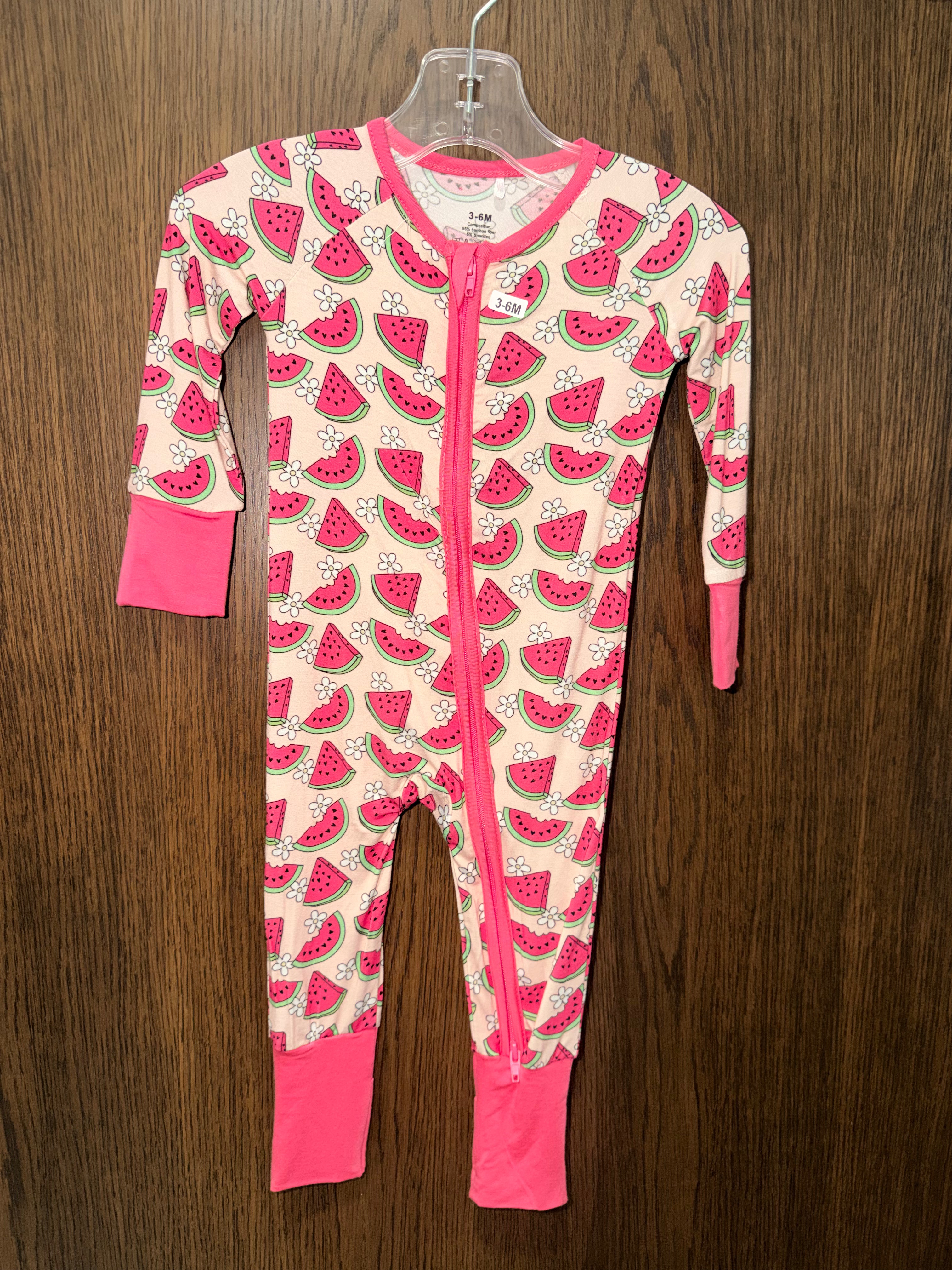 Watermelon Bamboo Convertible Romper 3-6 Months