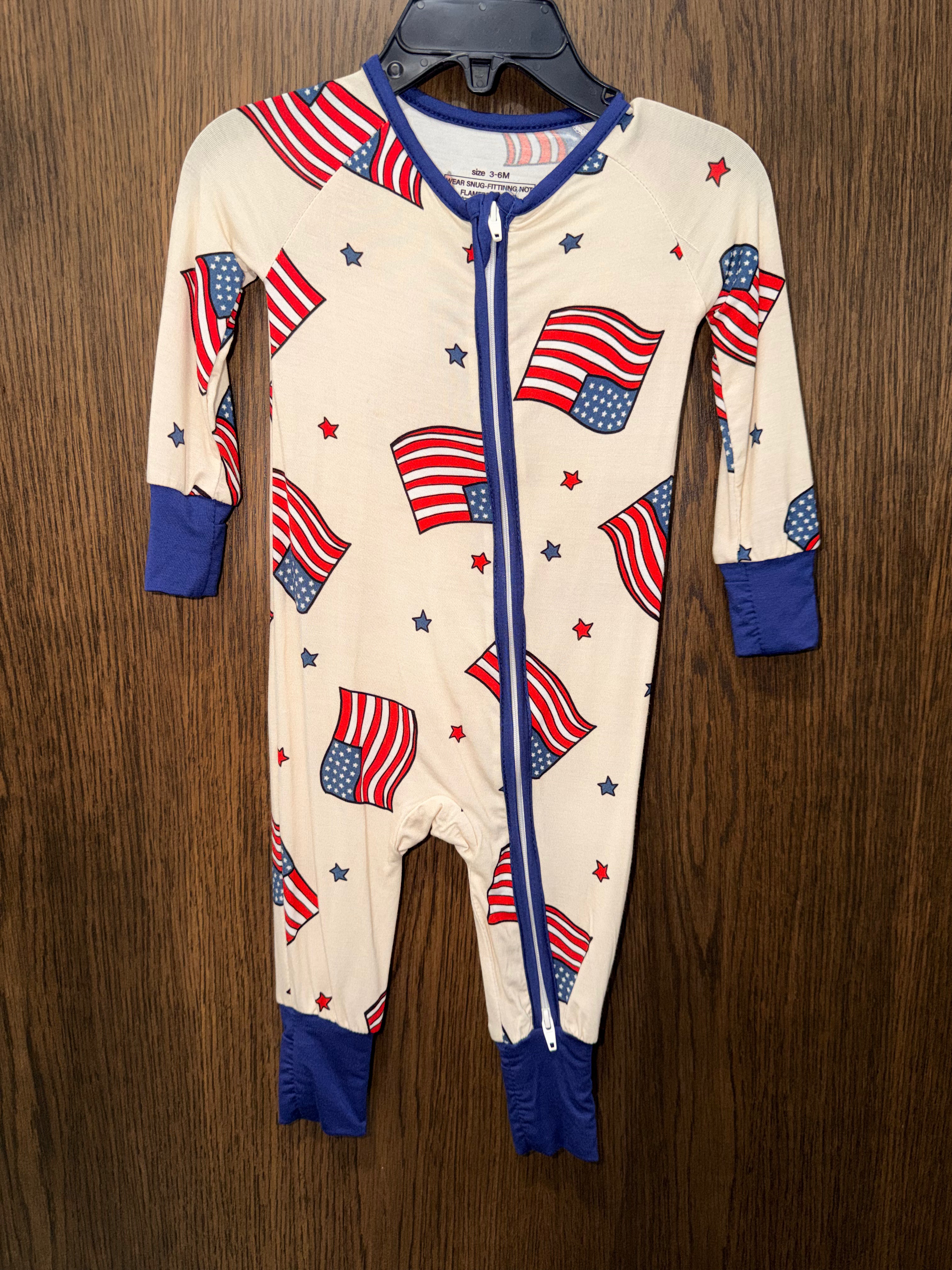American Flag Bamboo Convertible Romper 3-6 Months
