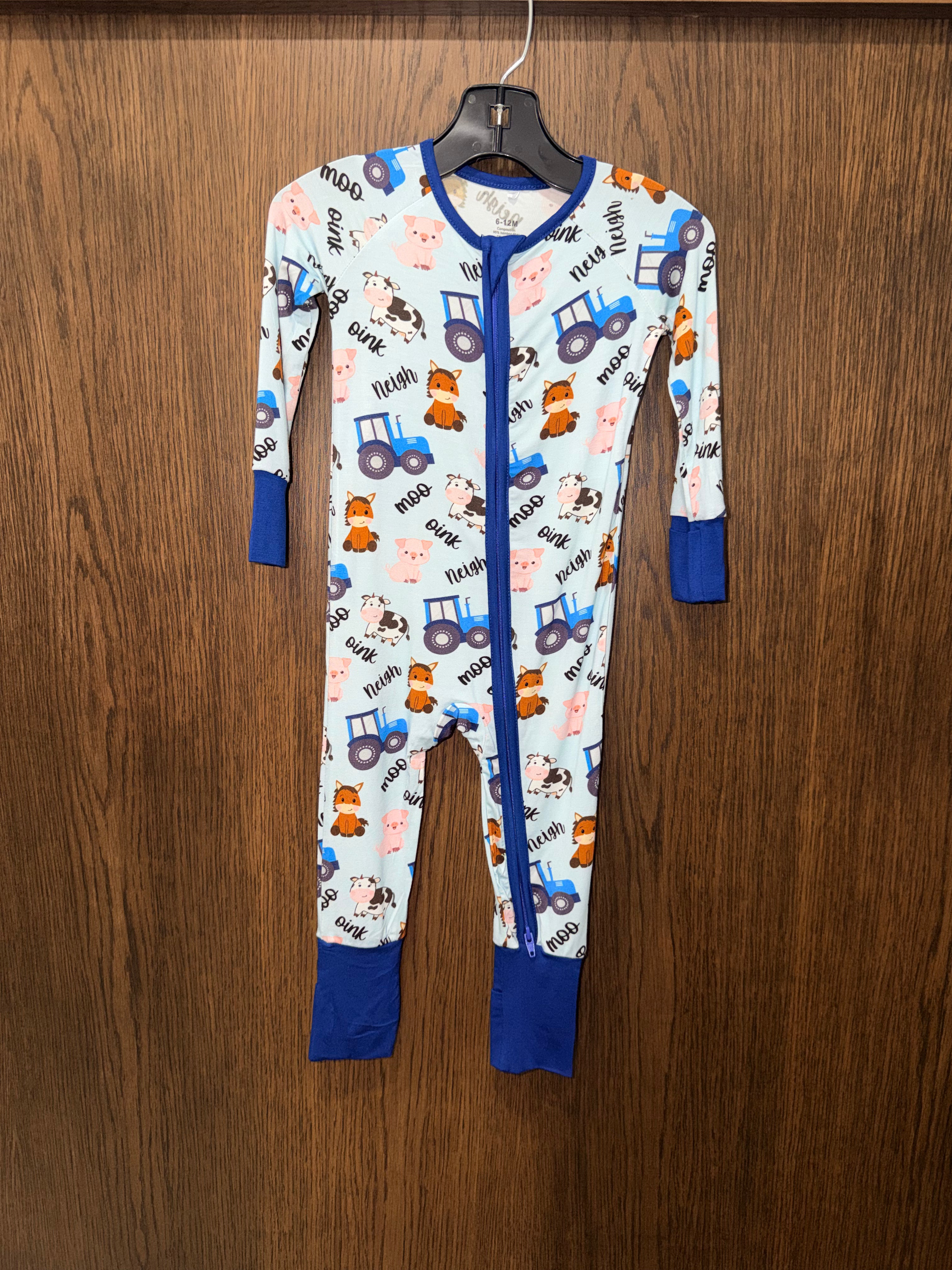 Farm Animals Bamboo Convertible Romper 6-12 Months