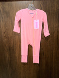 PoshTOT Pink Bamboo Baby Convertible Zippy Romper: 6-9M