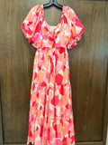 Gingham & Heels Women’s Floral Keyhole Front Maxi Dress Size 12 NWOT