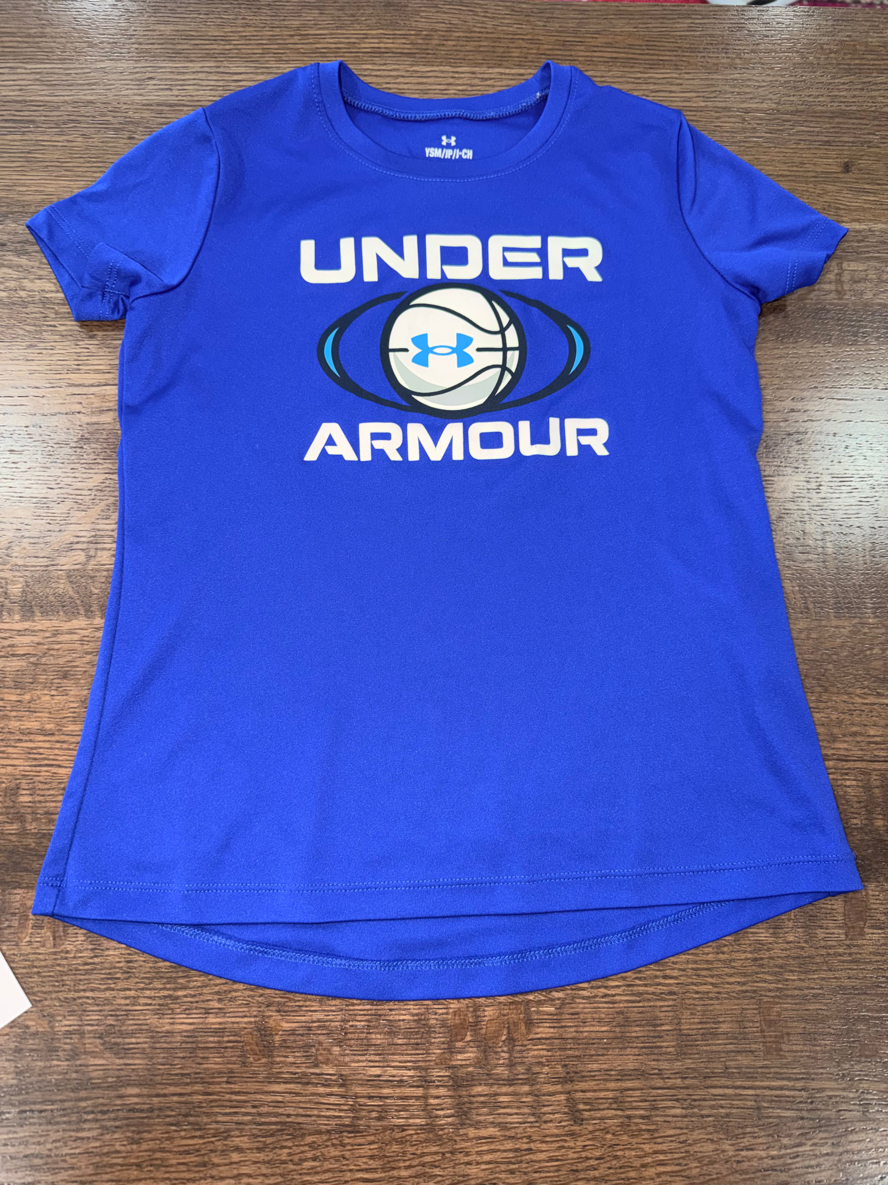 Under Armour Girls Dri Fit T-Shirt YSM 7/8 Blue New Condition