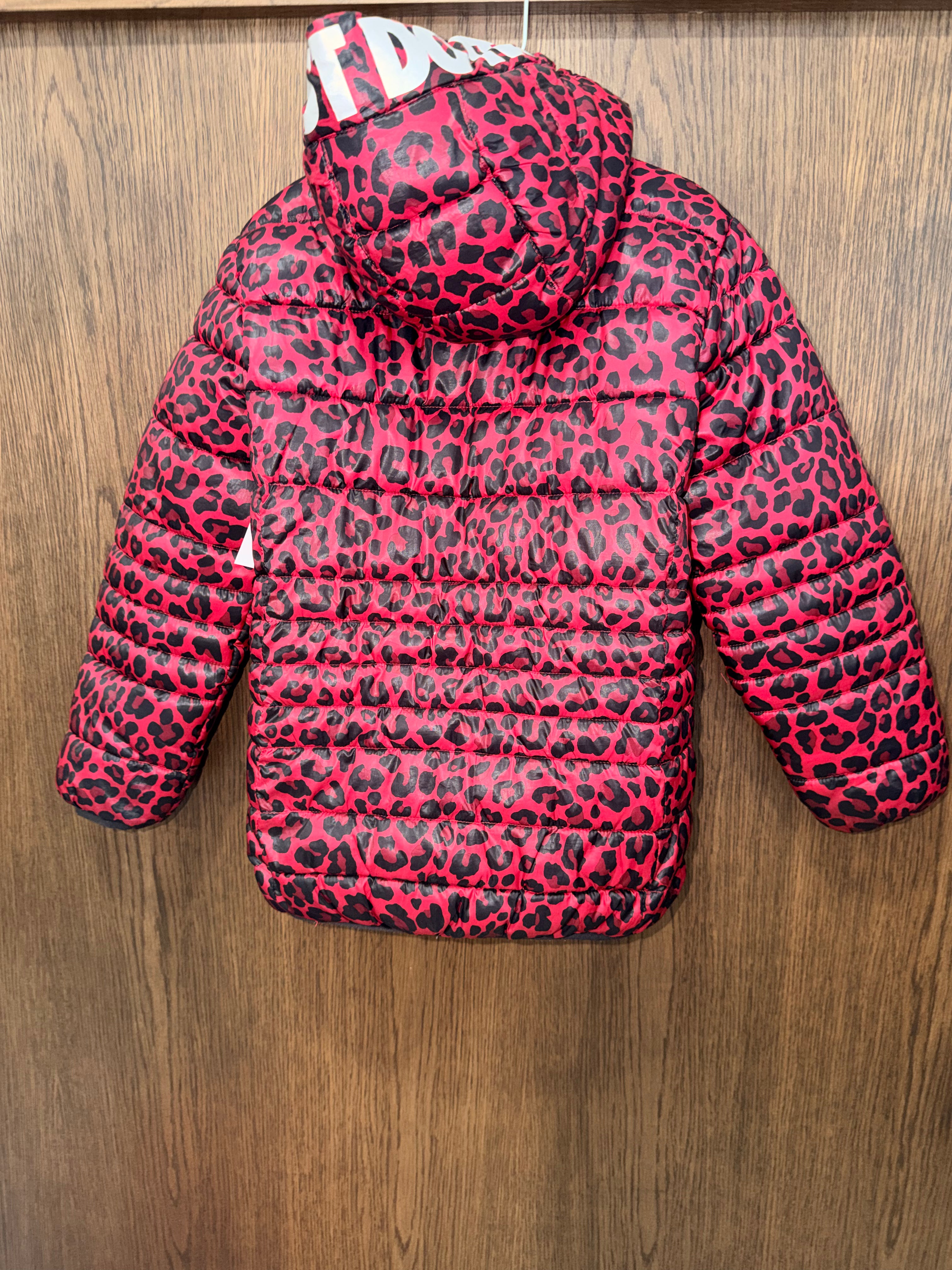 Nike Girl’s Just Do It Leopard Print Puffer Jacket with Hood Size 6X New Condition