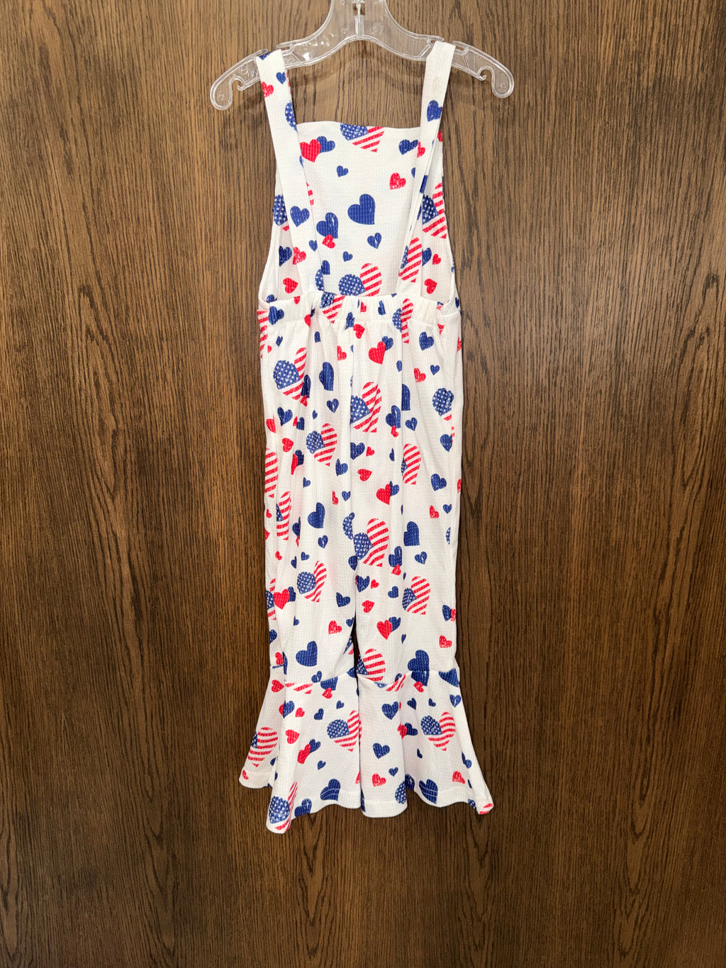 Red White & Blue Girls Flare Hearts Romper Jumpsuit Size 4T New