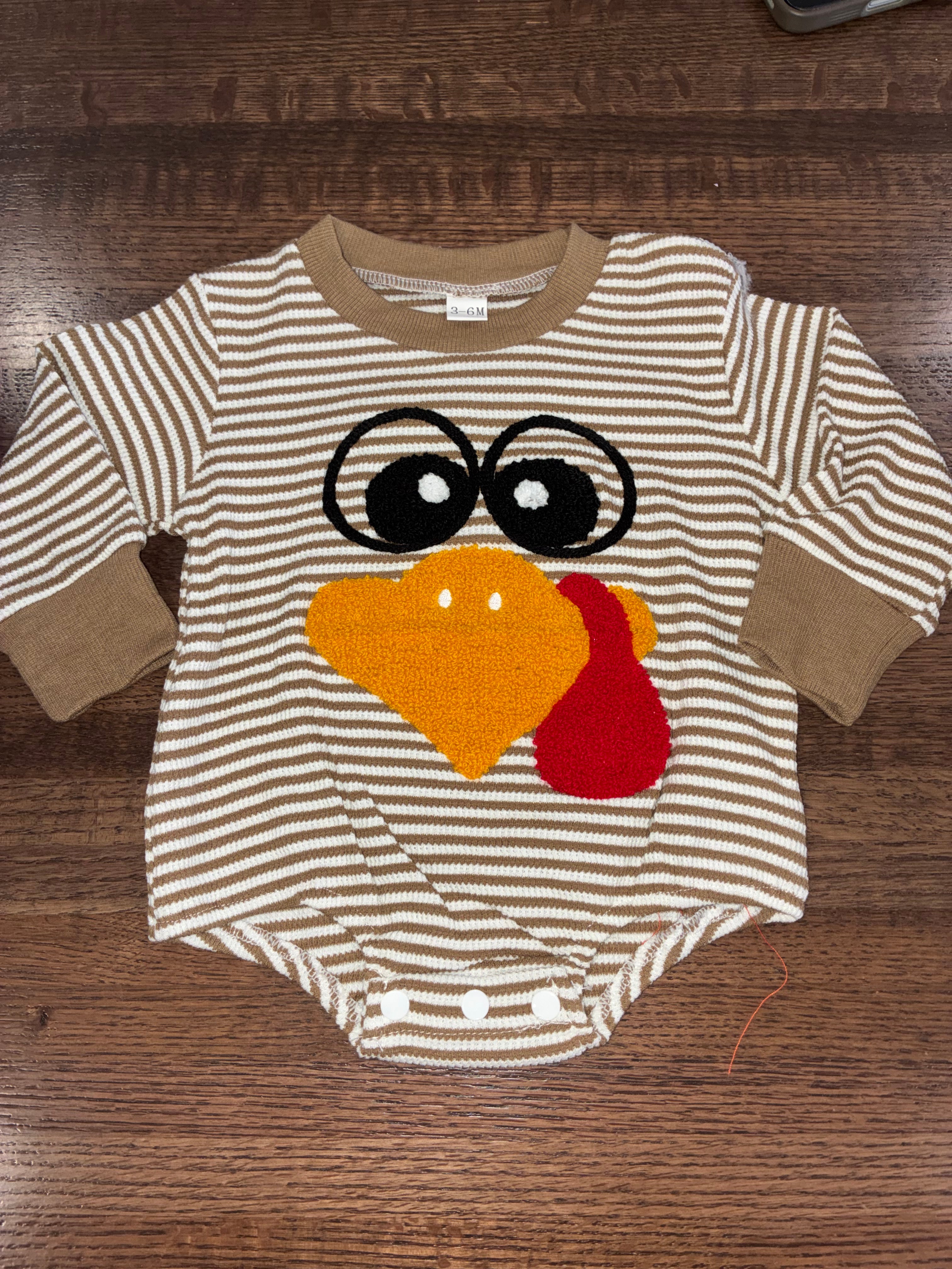 Turkey Long Sleeve Bubble Romper Size 3-6 Months New