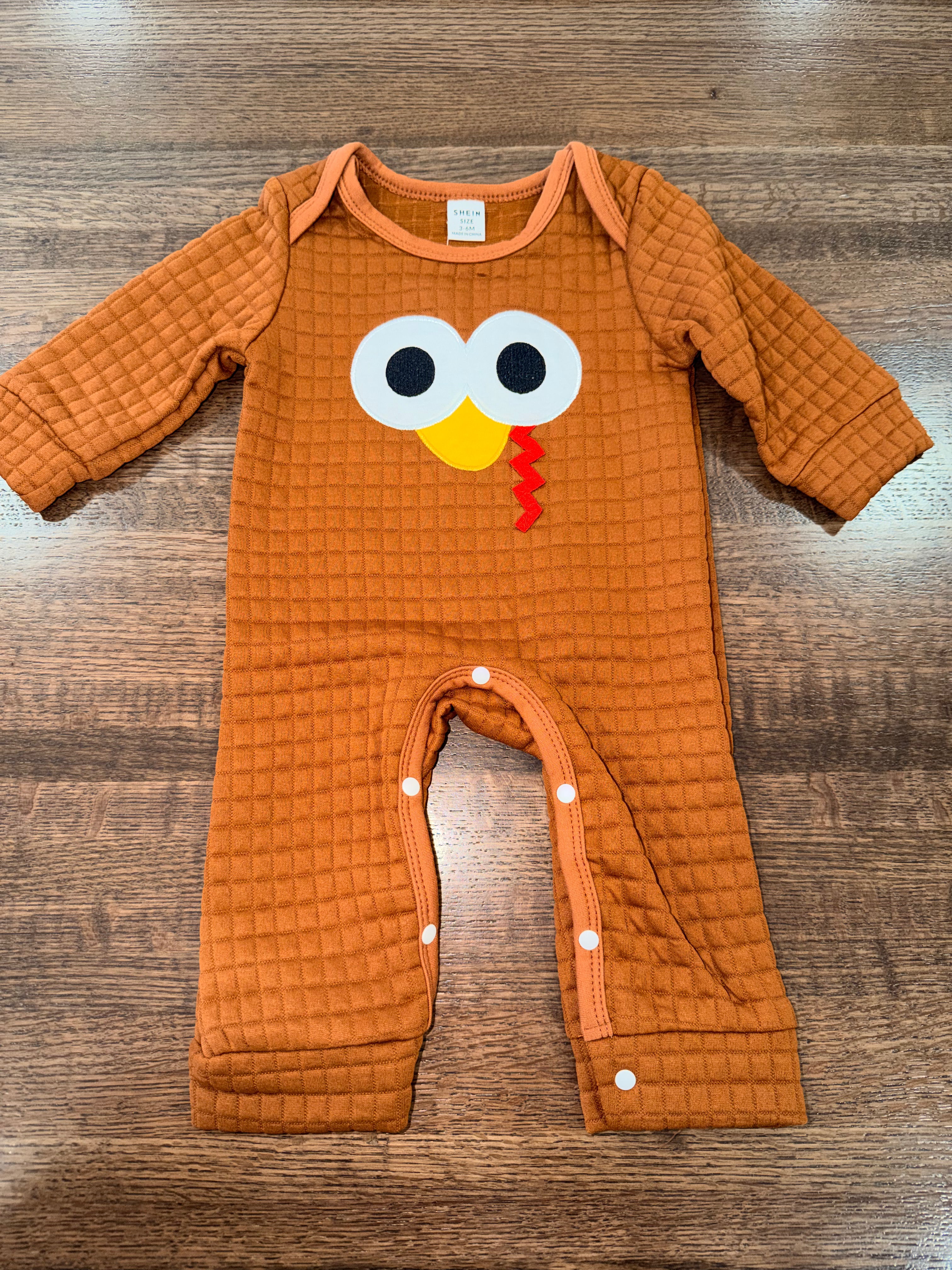 Turkey Waffle Romper Size 3-6 Months