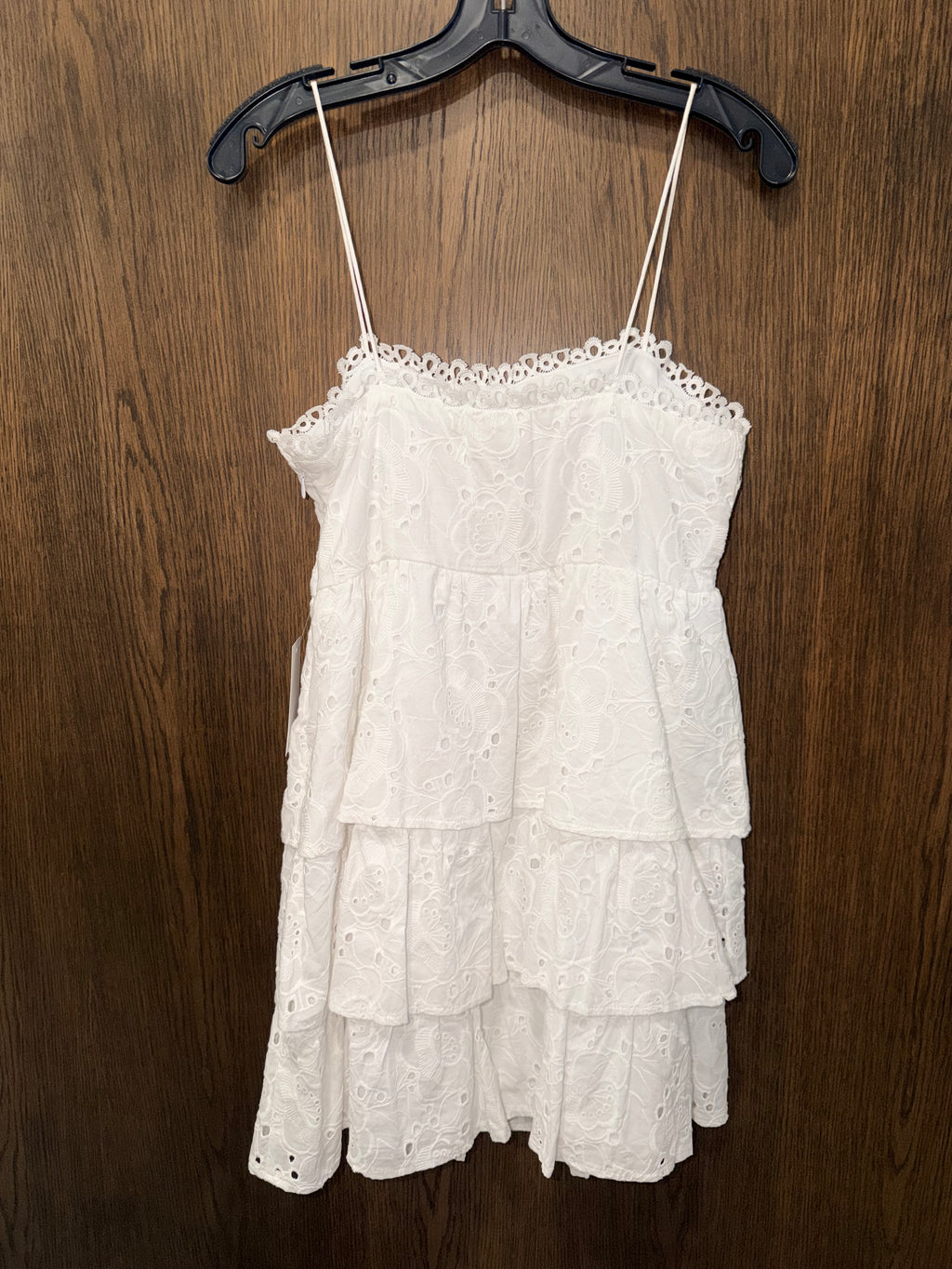 Altar'd State White Briar Eyelet Tiered Mini Dress Size Small
