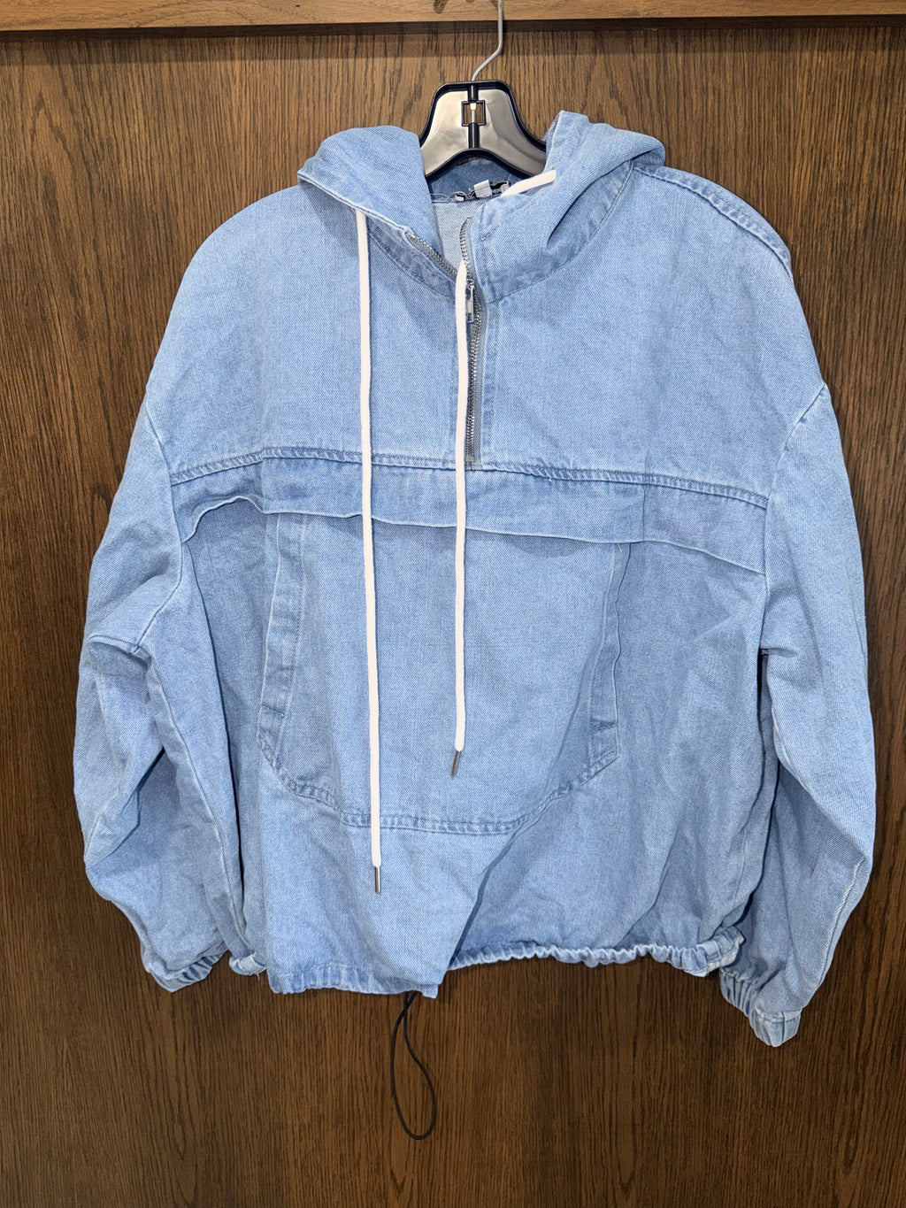 Vintage Washed Denim Hoodie by Top Notch Size Small