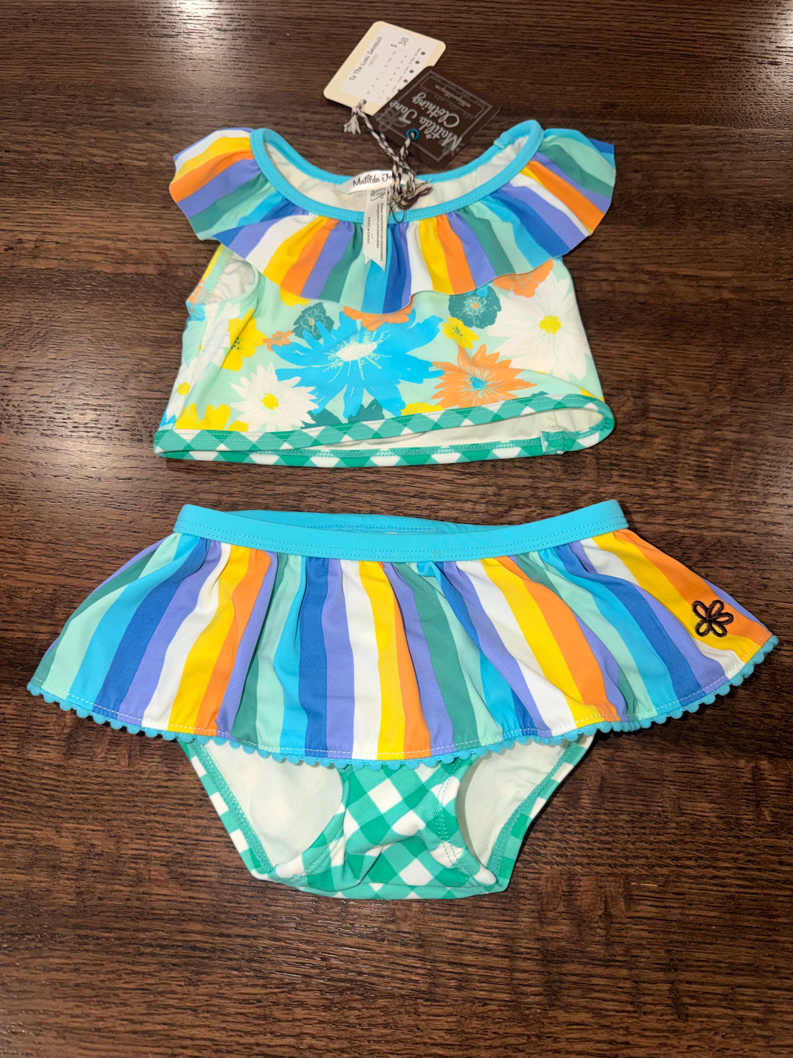 Matilda Jane Girls “To the Luau”Swimsuit Bikini Size 18-24 Months NWT