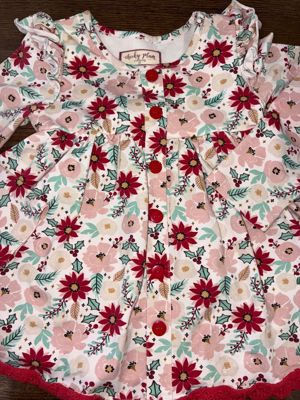 Cheeky Plum Girls Cora Tunic Play Set in the Crimson Noel Size 5T