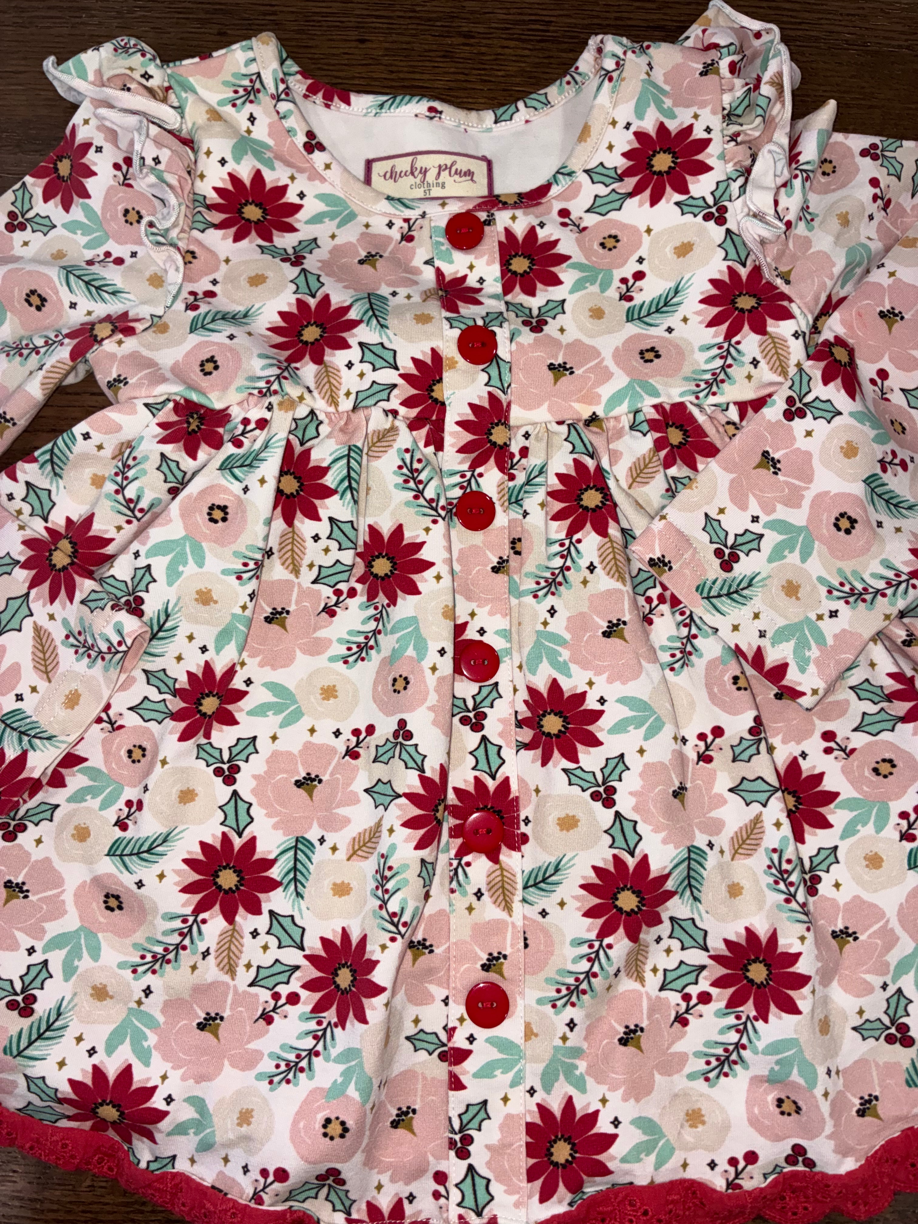 Cheeky Plum Girls Cora Tunic Play Set in the Crimson Noel Size 5T