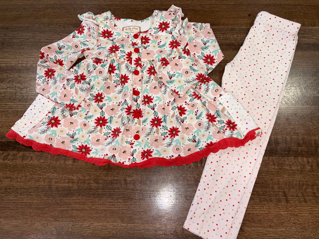 Cheeky Plum Girls Cora Tunic Play Set in the Crimson Noel Size 5T
