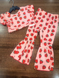 Berry Sweet Girls Flutter Crop Top & Bell Bottoms Size 2/3 2T 3T