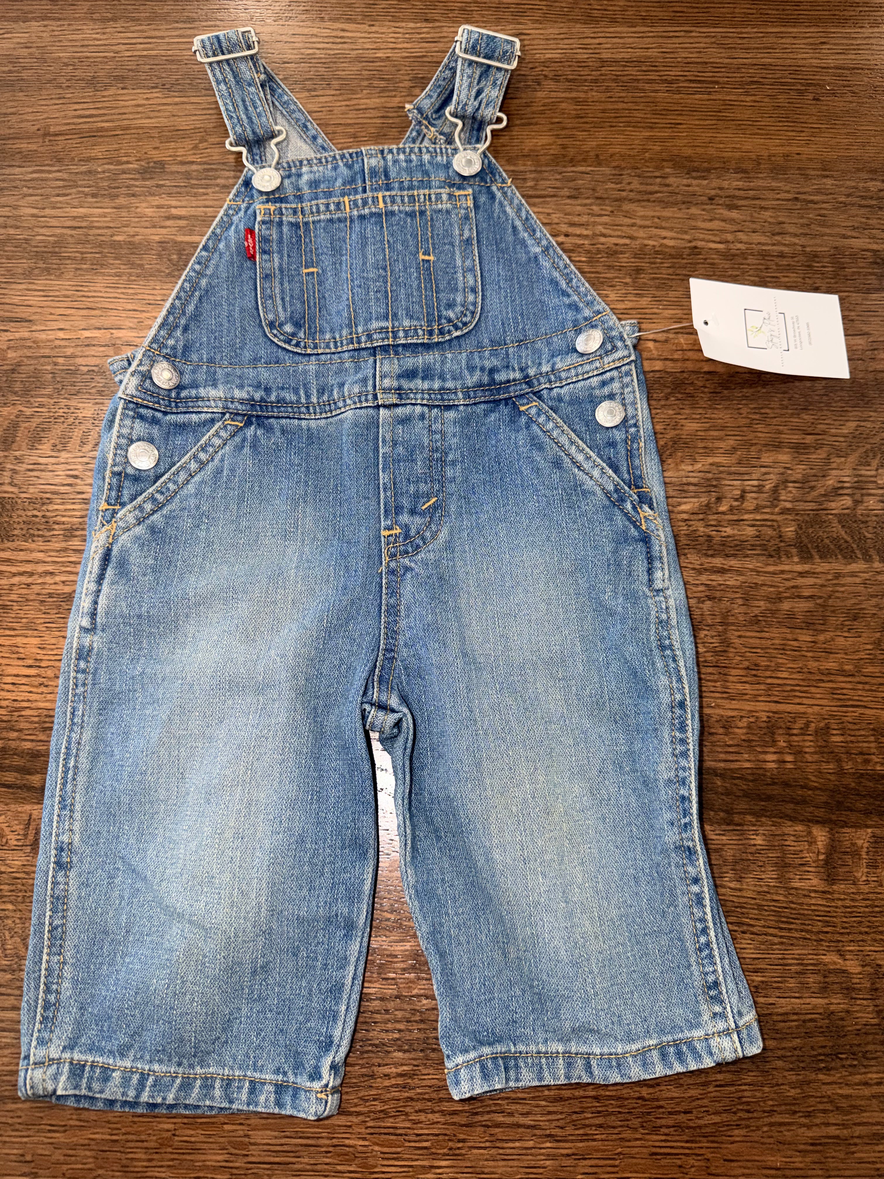 Levi’s Baby Denim Overalls Size 12 Months Baby Jeans Bib Vintage Style Adjustable Straps