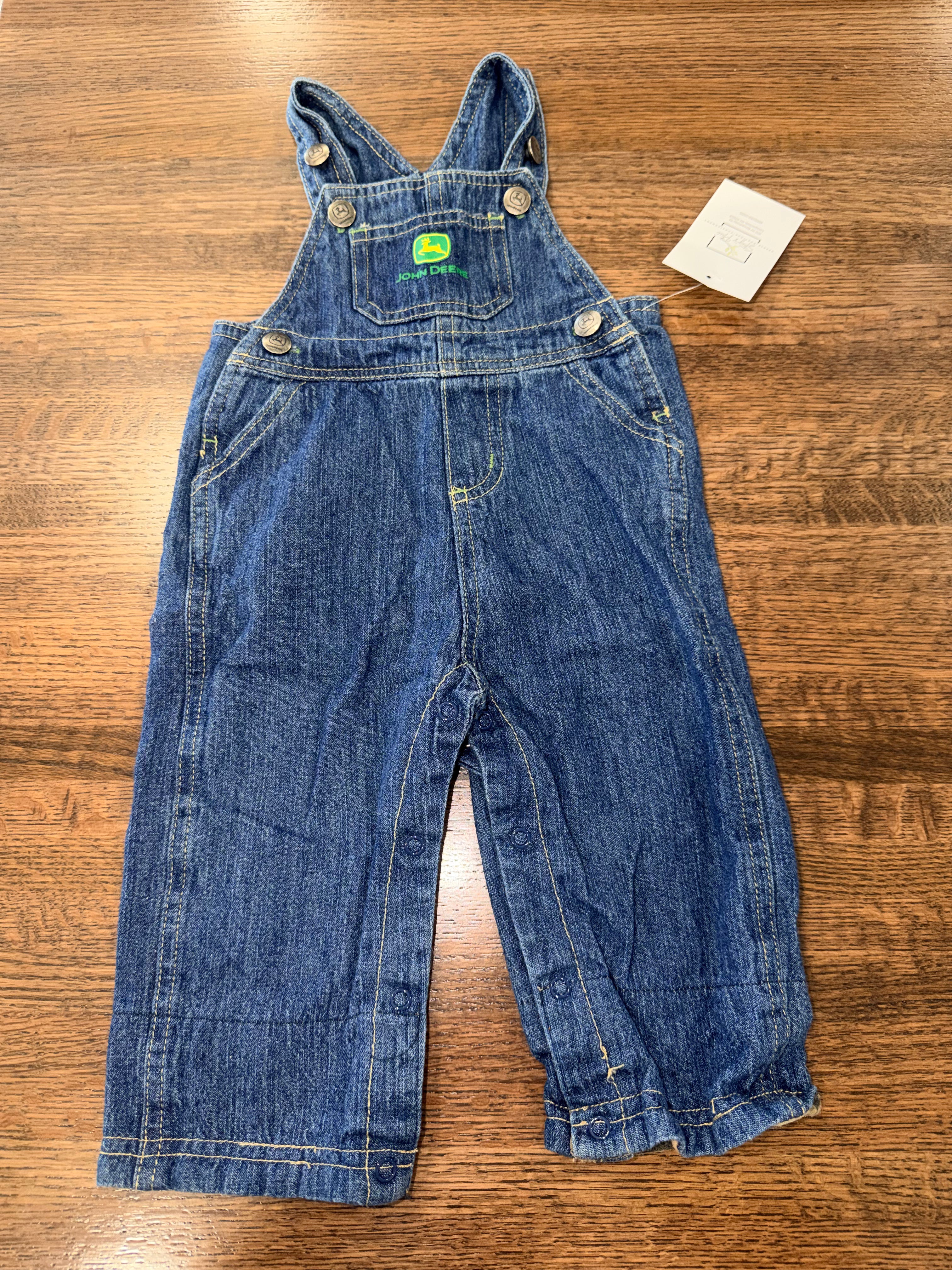 John Deere Baby Denim Overalls Size 9 Months Baby Jeans Bib Adjustable Straps