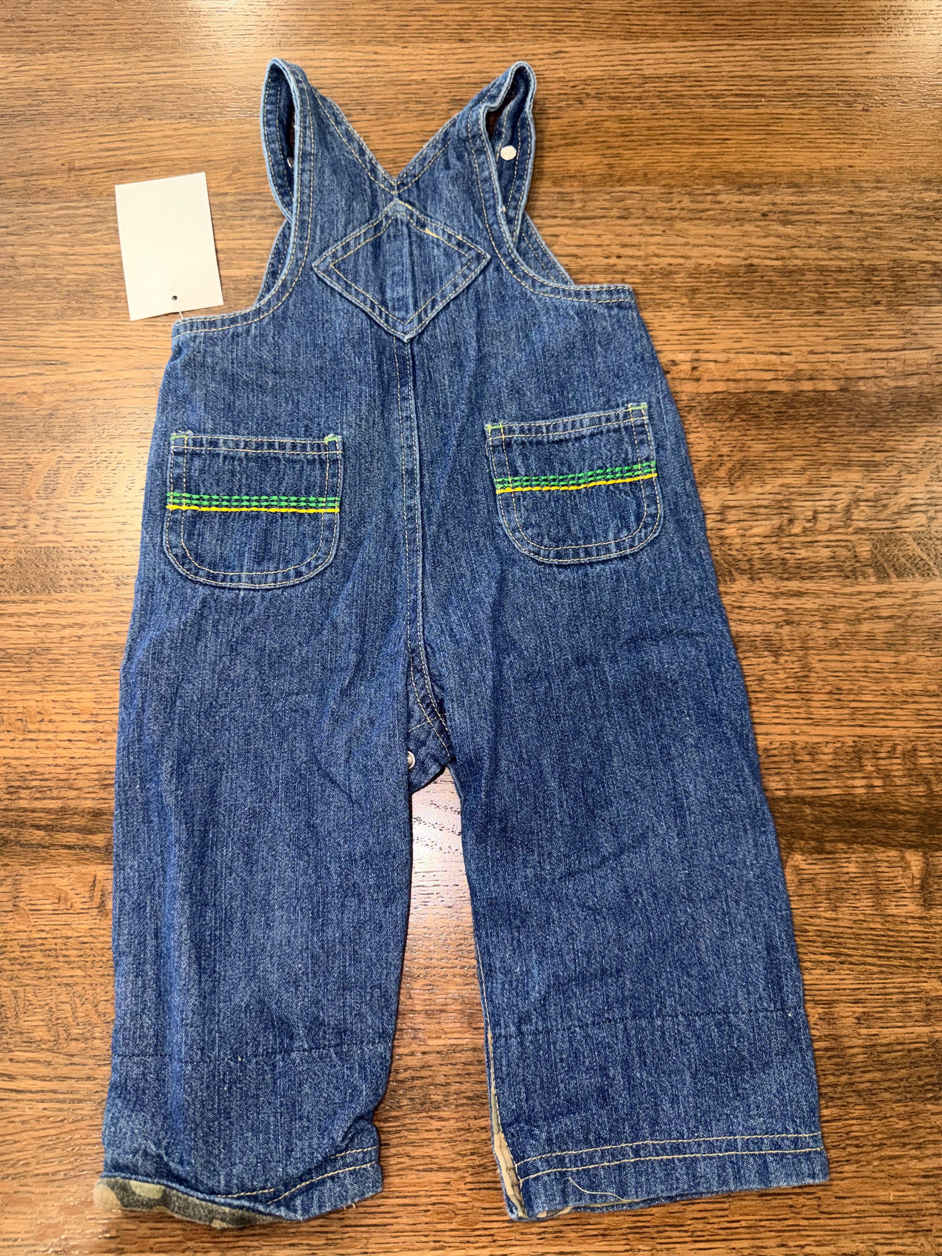 John Deere Baby Denim Overalls Size 9 Months Baby Jeans Bib Adjustable Straps