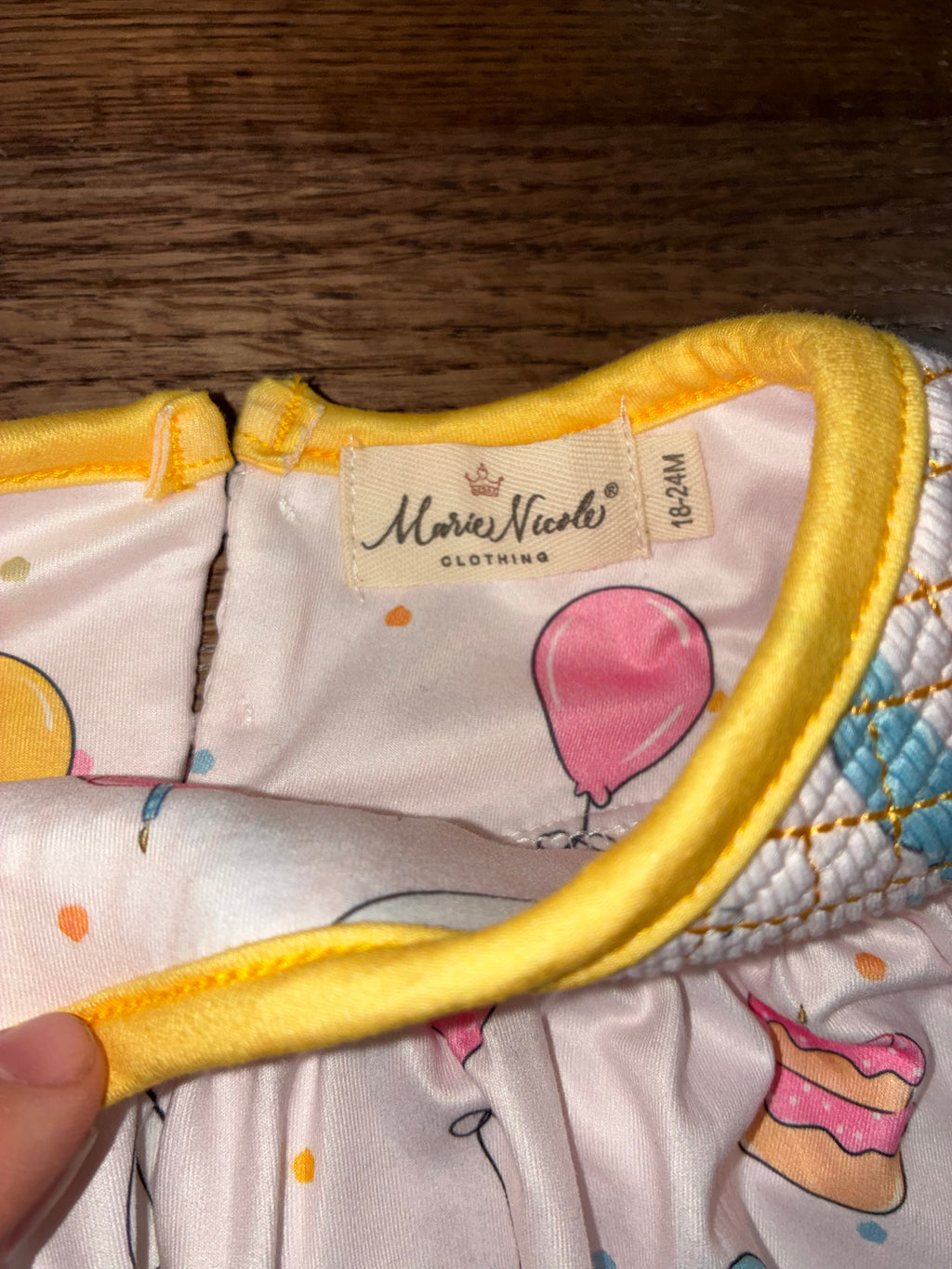 Marie Nicole Silly Goose “Balloon Bash” Smocked Birthday Bubble Romper Size 18-24 Months New Condition