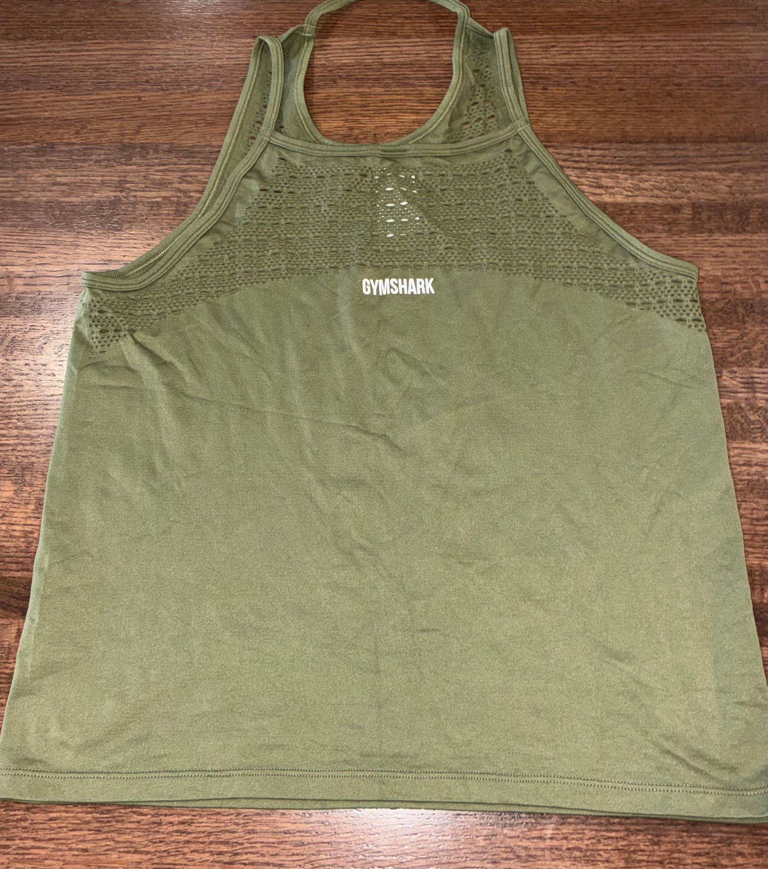 Gymshark Women’s ENERGY SEAMLESS LOOSE TANK Medium Olive Green New Condition