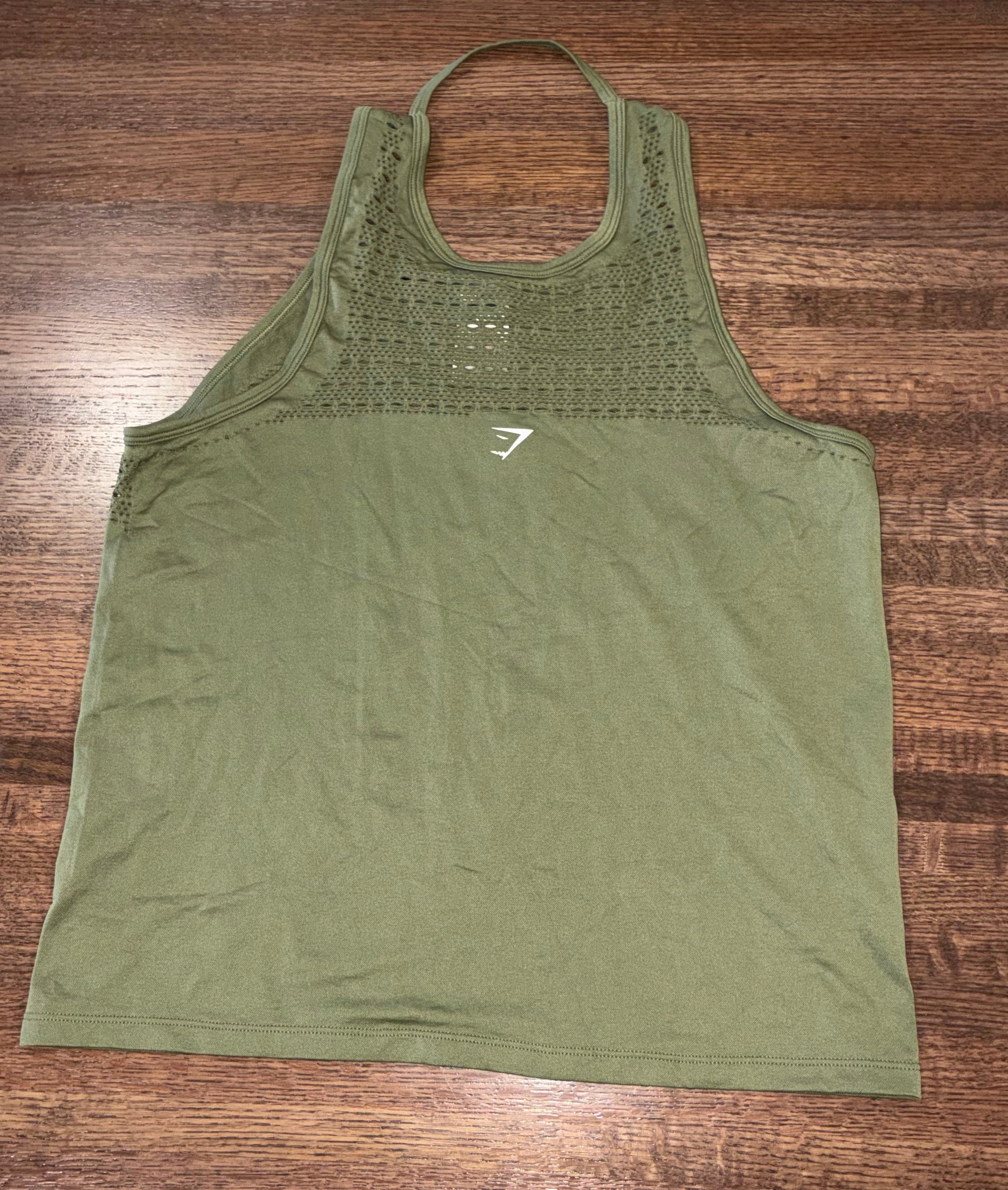 Gymshark Women’s ENERGY SEAMLESS LOOSE TANK Medium Olive Green New Condition