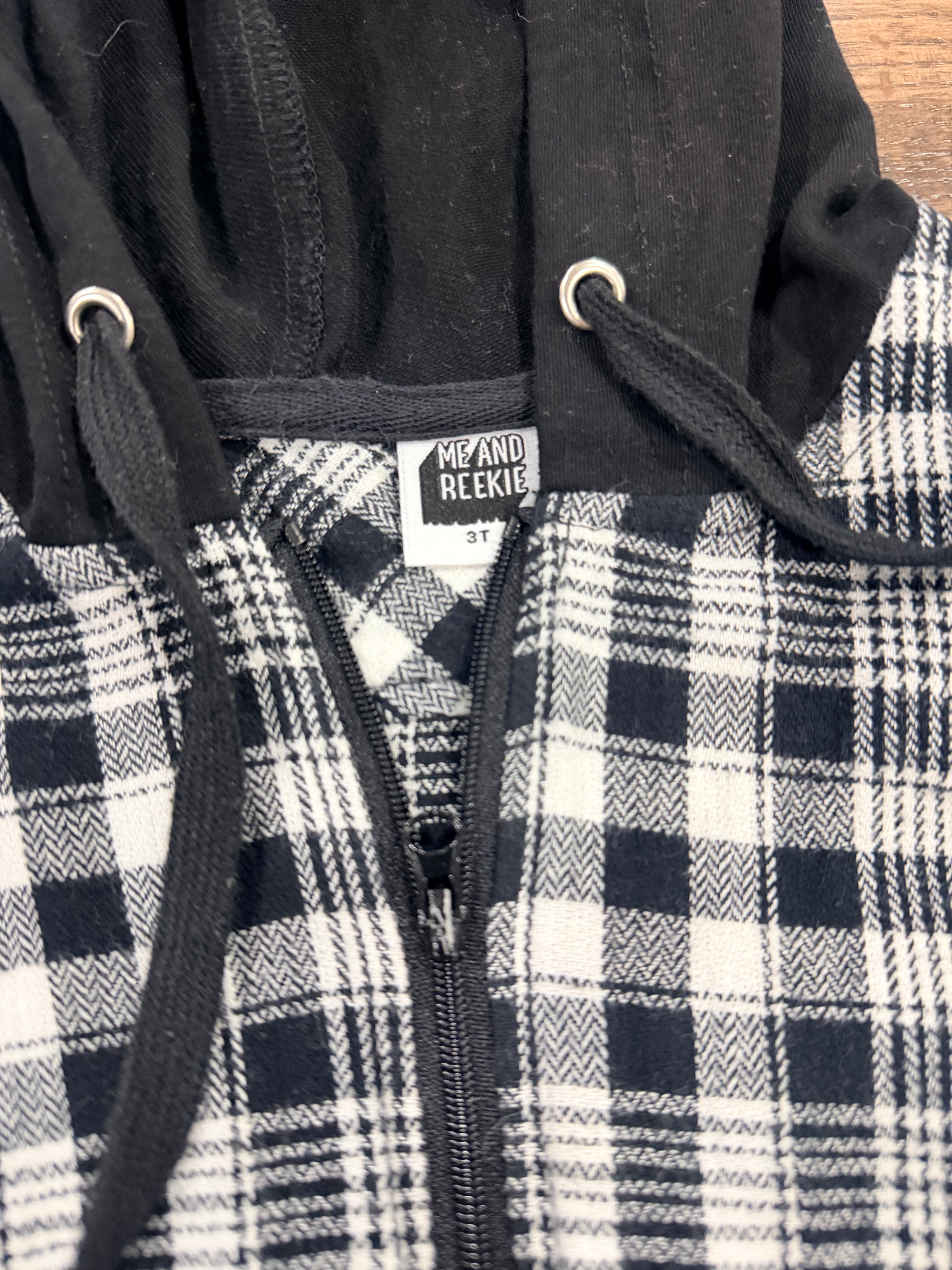 Me & Reeki Boys Flannel Black & White Plaid Size 3T