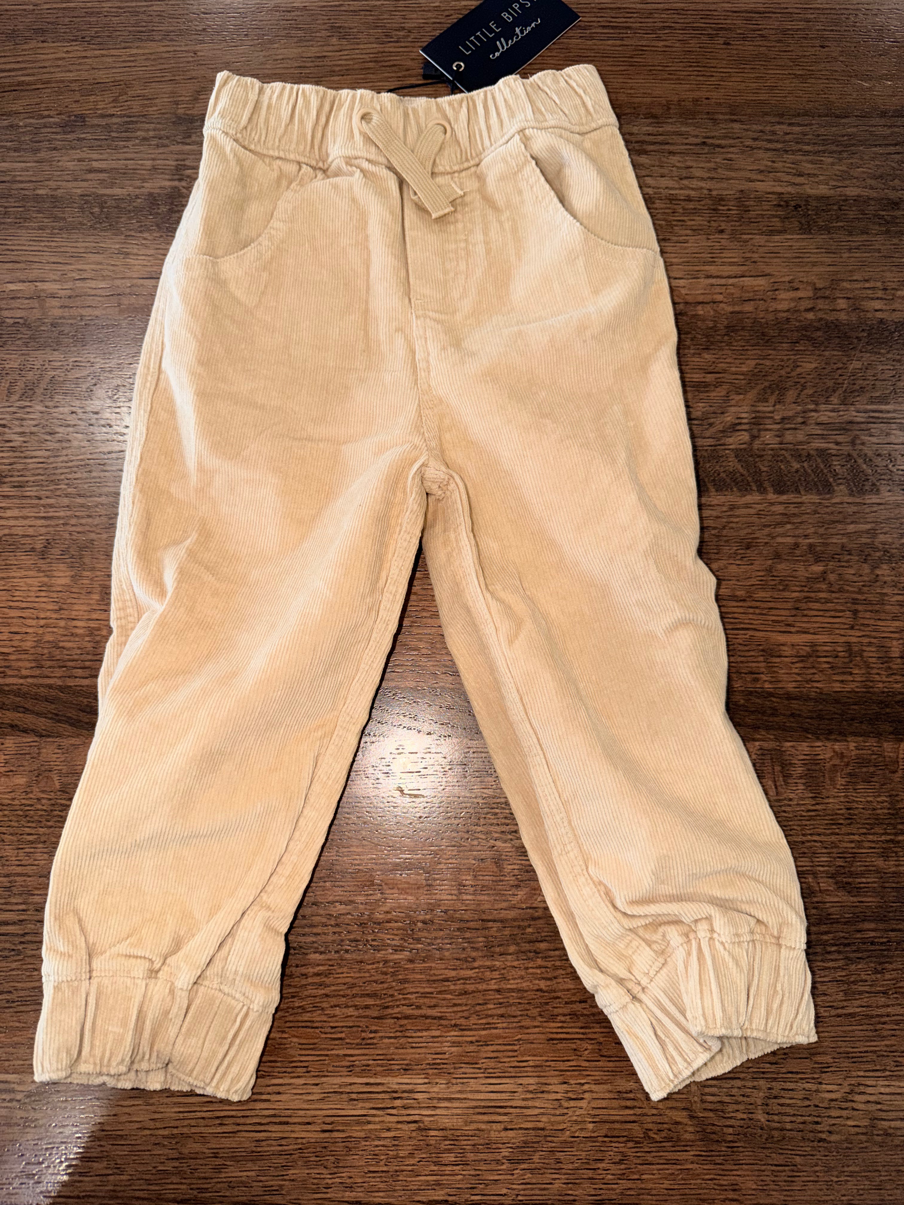 Little Bipsy Boys Tan Corduroy Joggers Size 3T NWT