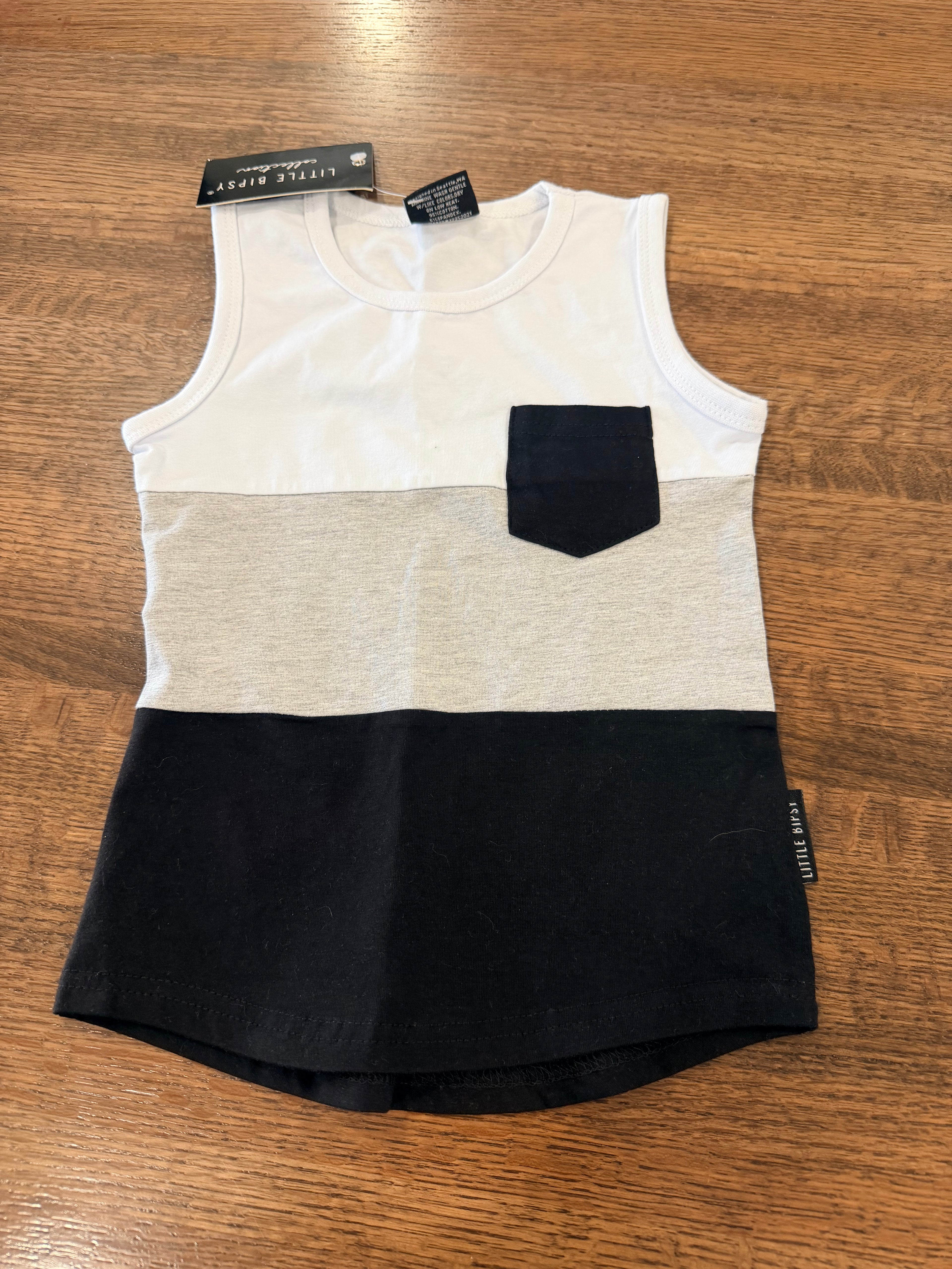 Little Bipsy Boys Pocket Tank Size 2/3 2T 3T Months NWT