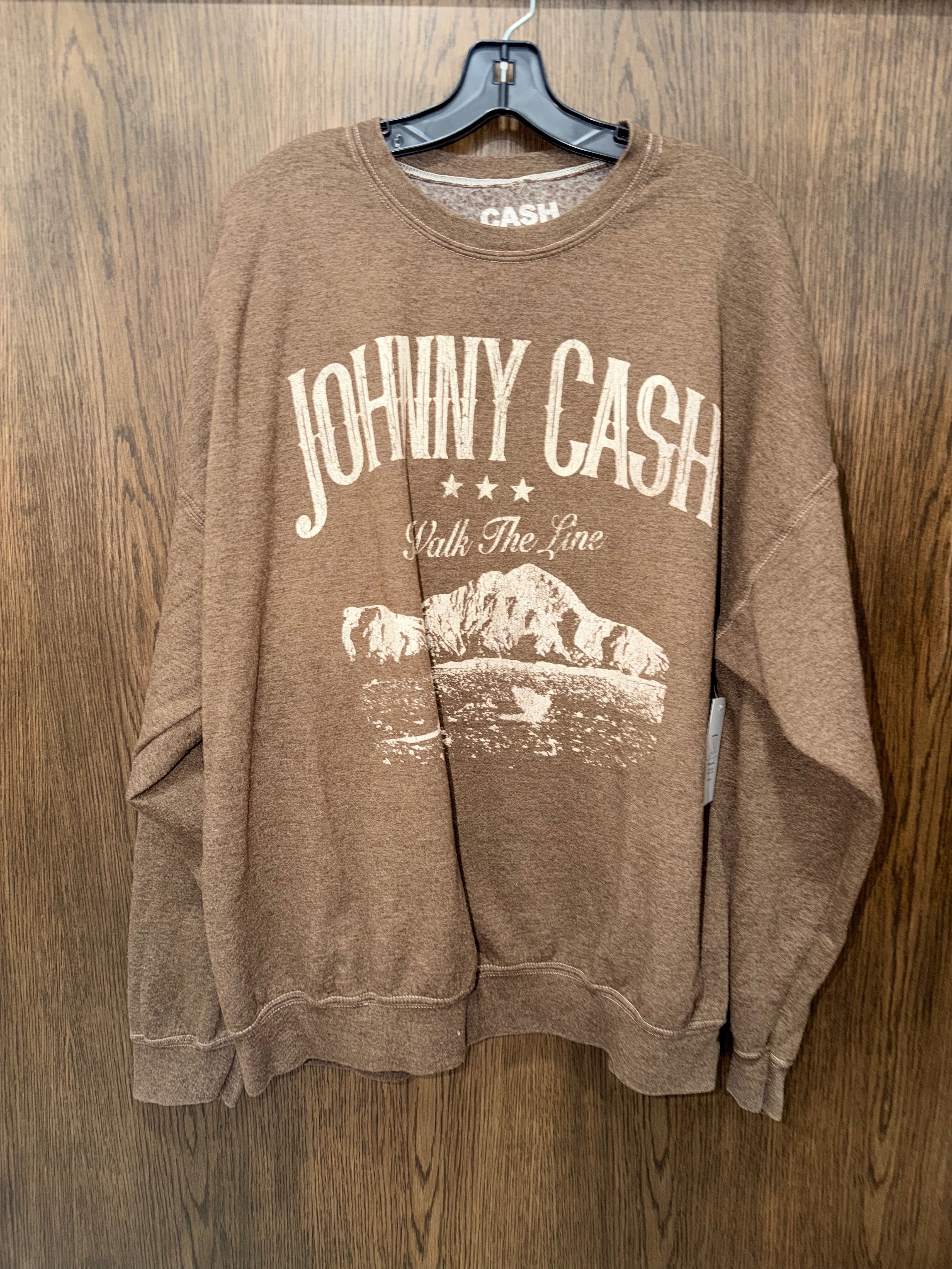 Buckle Johnny Cash Brown Crew Neck Sweatshirt Large