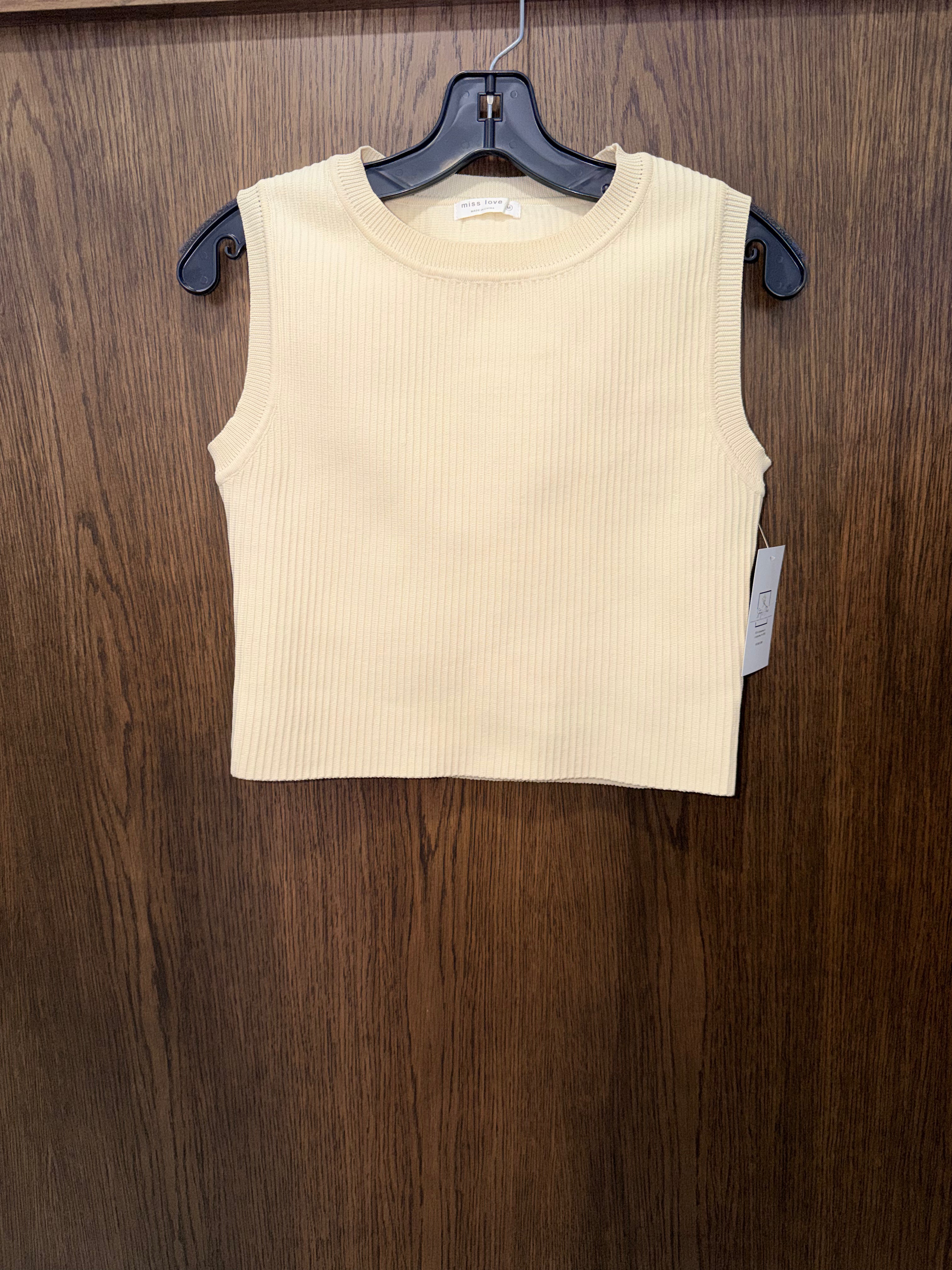 Buckle Miss Love Ribbed Fitted Sleeveless Crop Top Size Medium