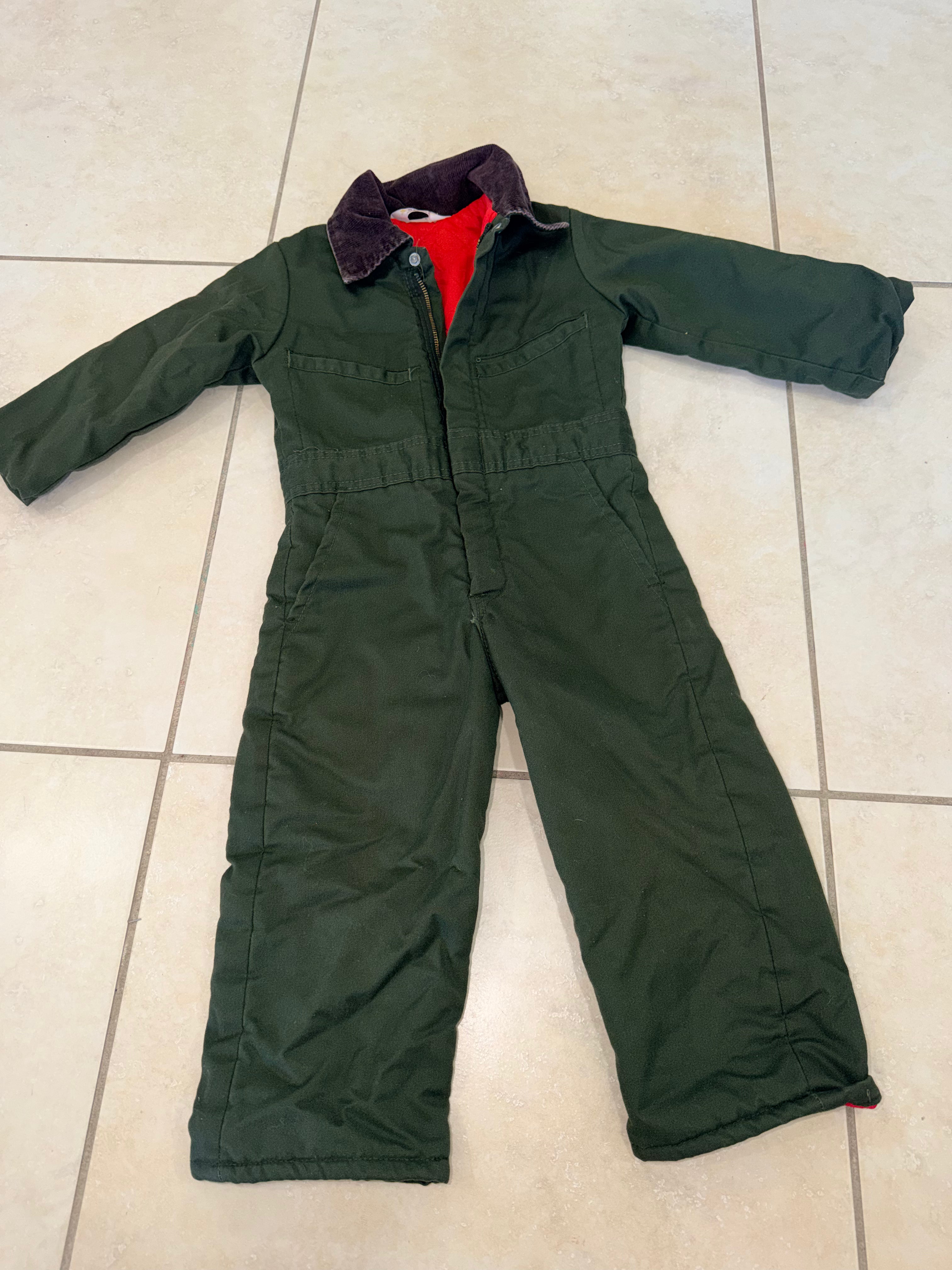 Vintage Key Imperial Kids Dark Green Coveralls Made in USA Kids Unisex Small