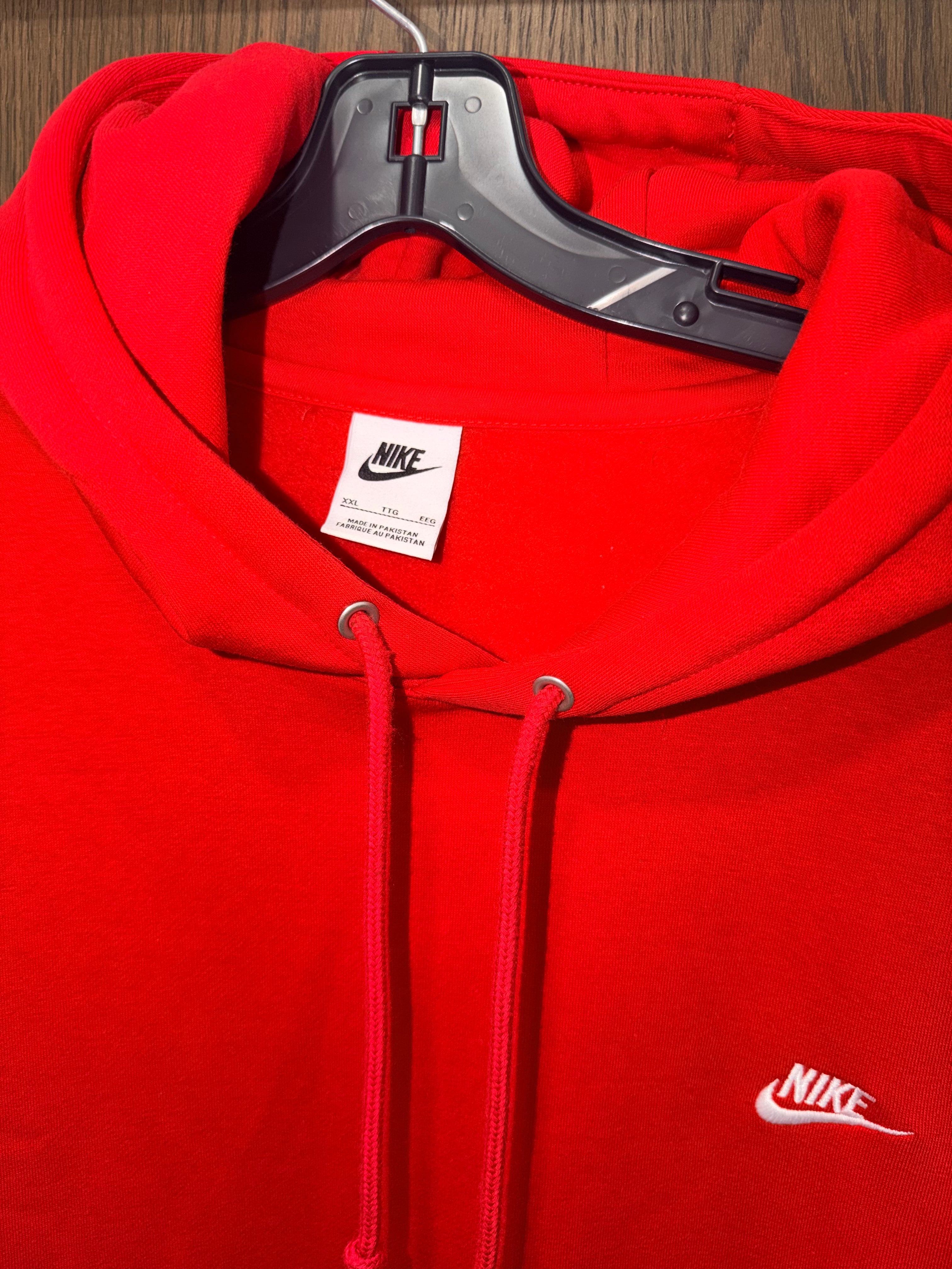 Nike Men's Club Pullover Fleece Hoodie Size XXL 2X Red/White NWOT
