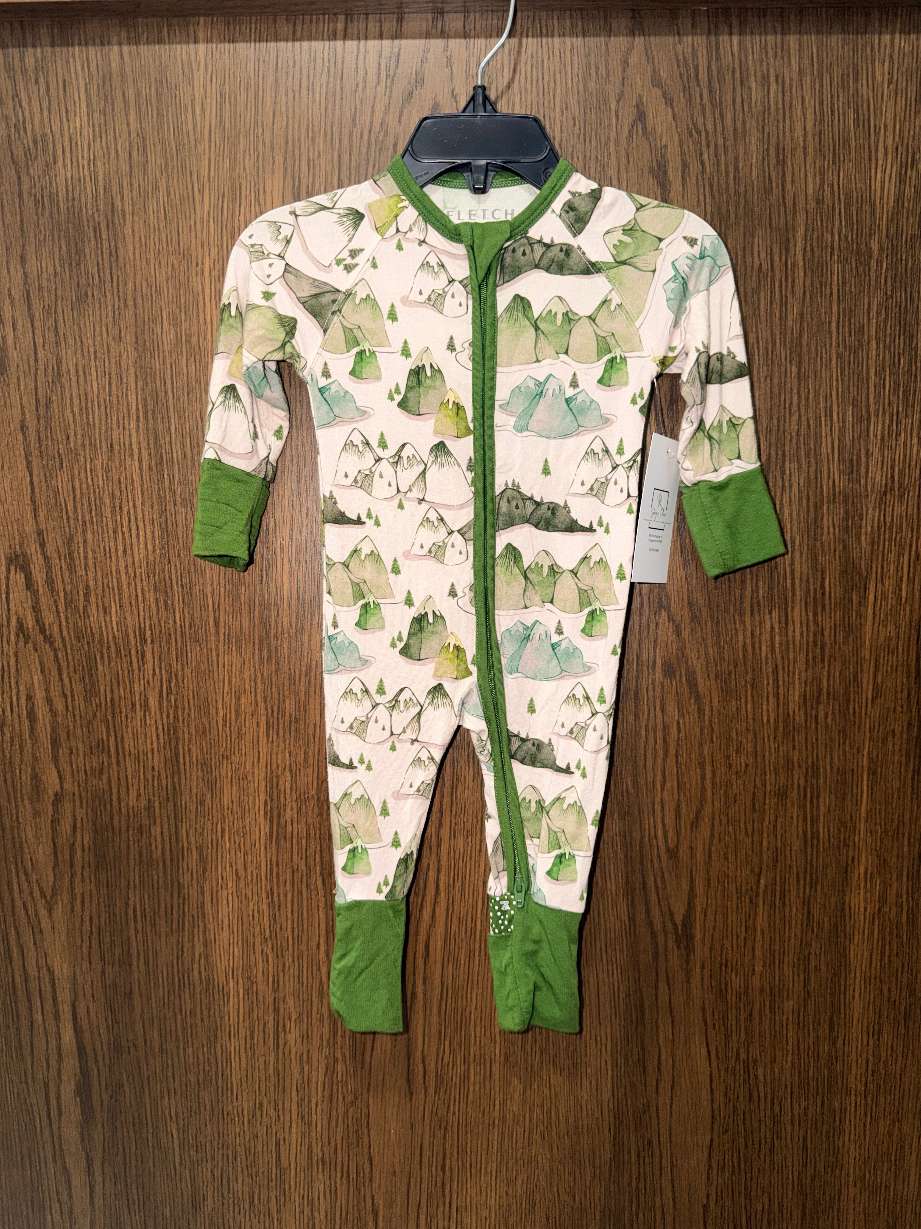 Fletch Boys Bamboo Mountains Convertible Romper Pajamas Size 0-3 Months