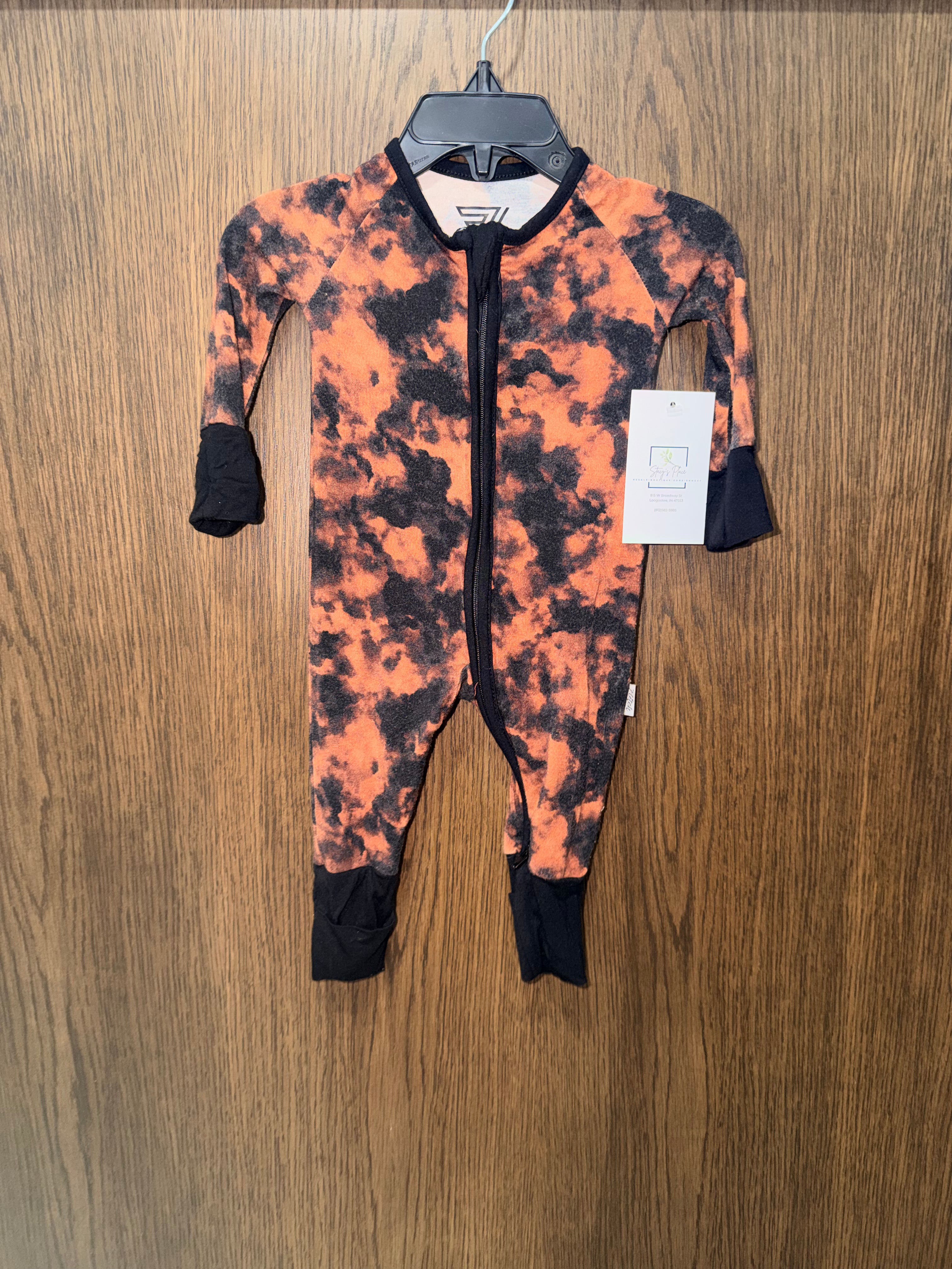 Fletch Boys Bamboo Tie Dye Convertible Romper Pajamas Size 0-3 Months