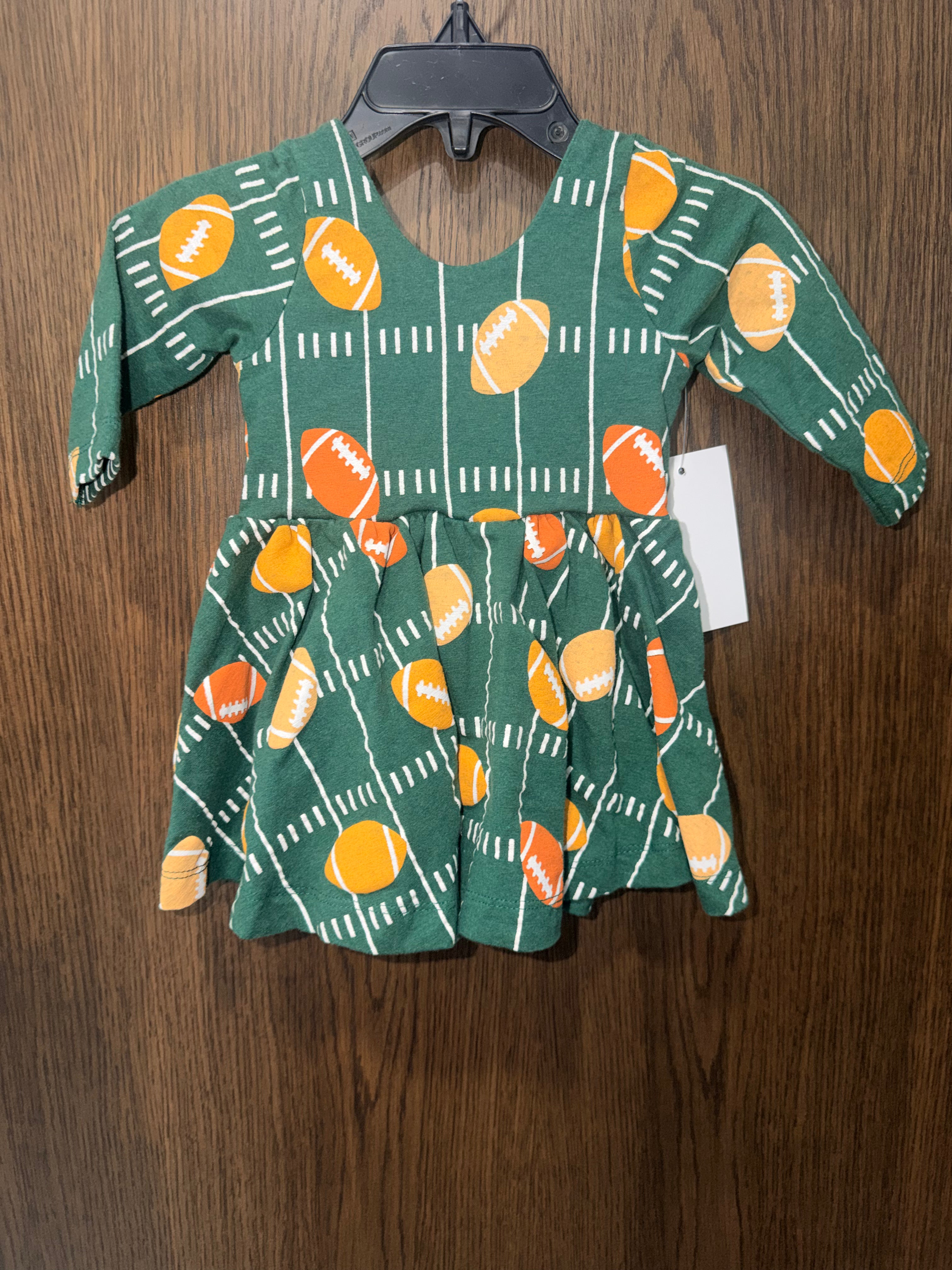 Monica + Andy Long Sleeve Let's Dance Green Football Twirl Dress 0-6 Months