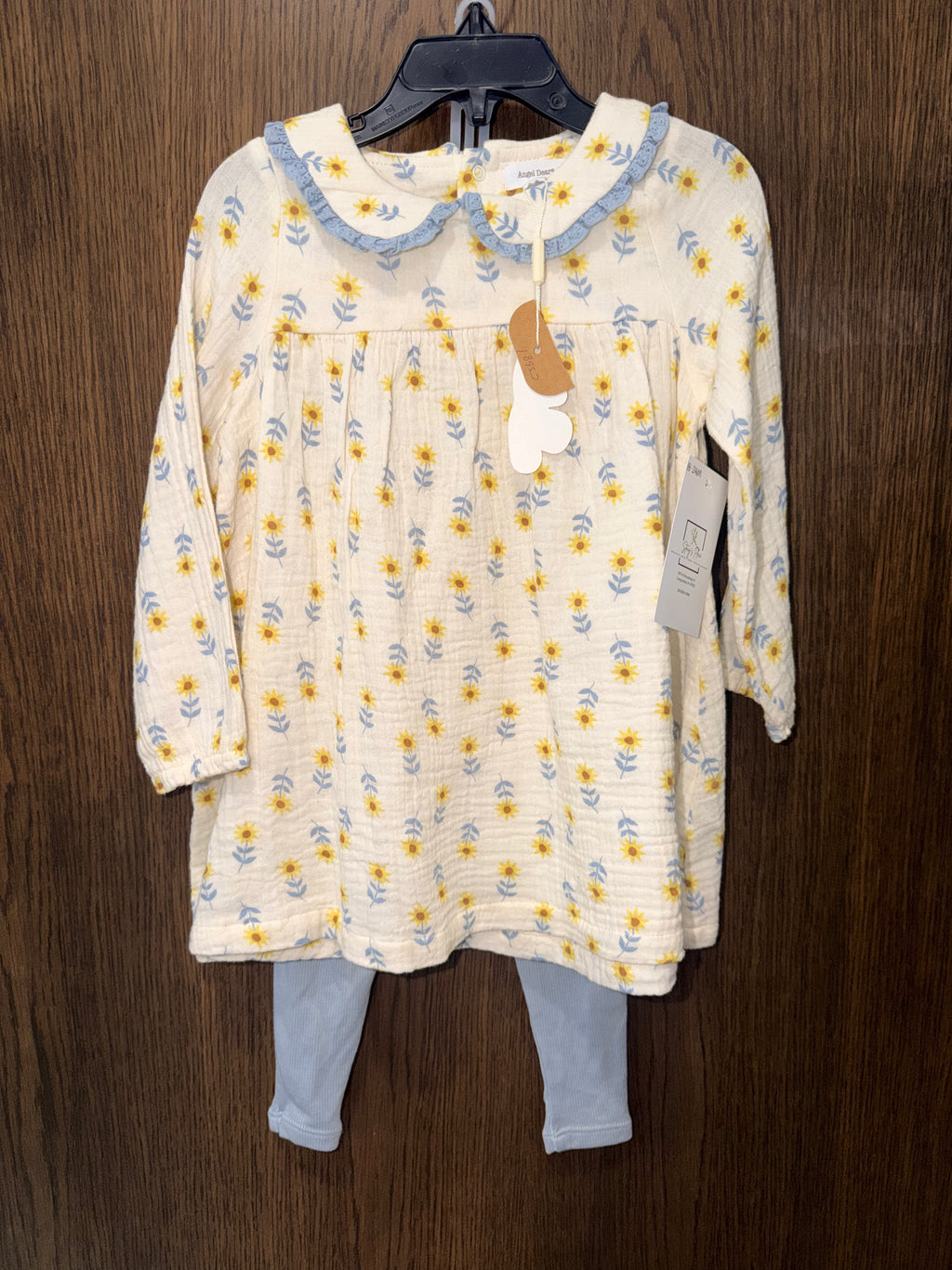 Angel Deal Western Sunflower Peter Pan Collar Dress and Leggings Size 18-24 Months NWT
