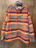 Wrangler Authentic Western Quilted Plaid Jacket Mens XXL Orange Burgundy Snap NWOT