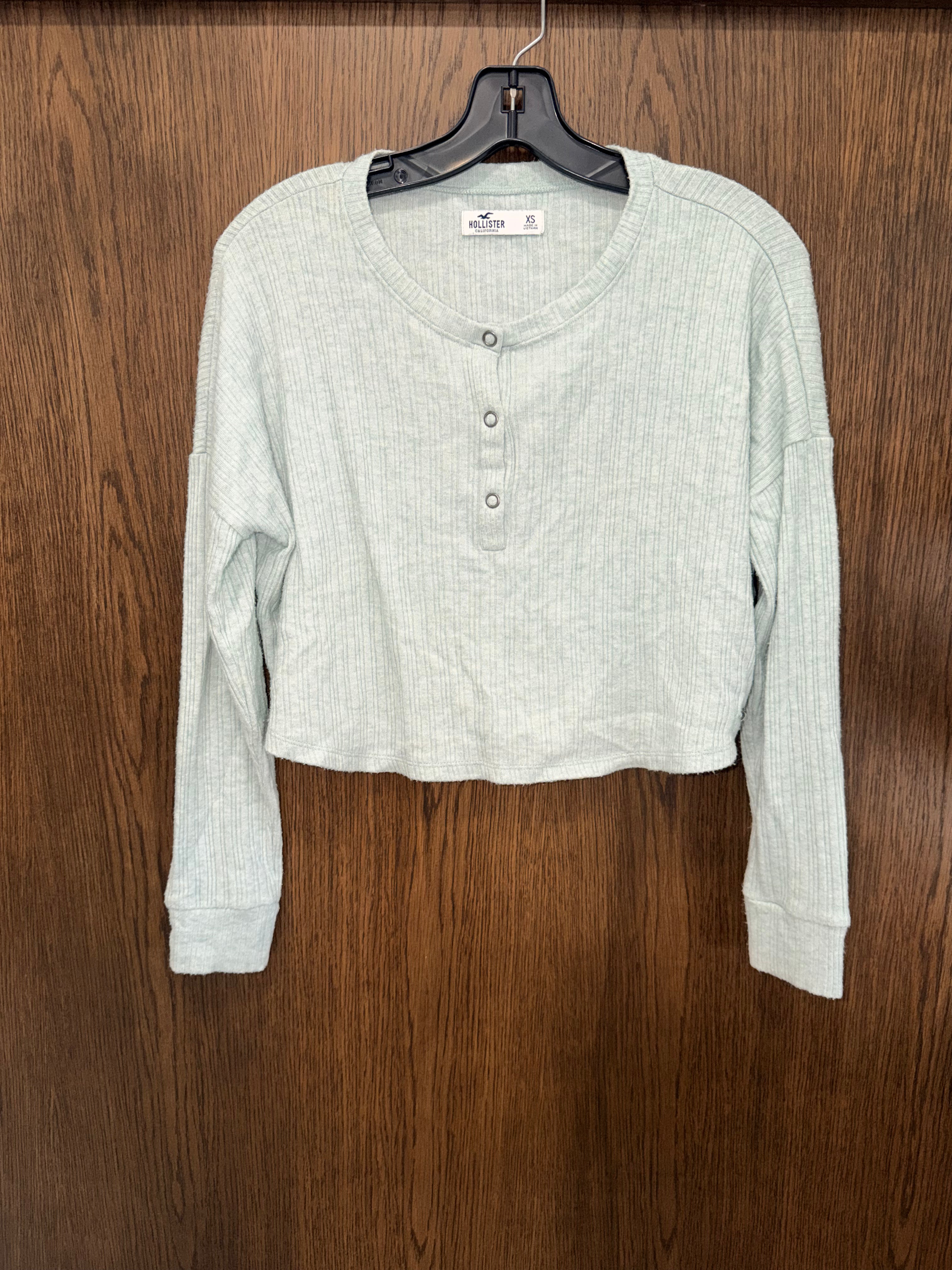 Hollister Women’s Cropped 1/4 Button Waffle Henley Long Sleeve Shirt Size XS