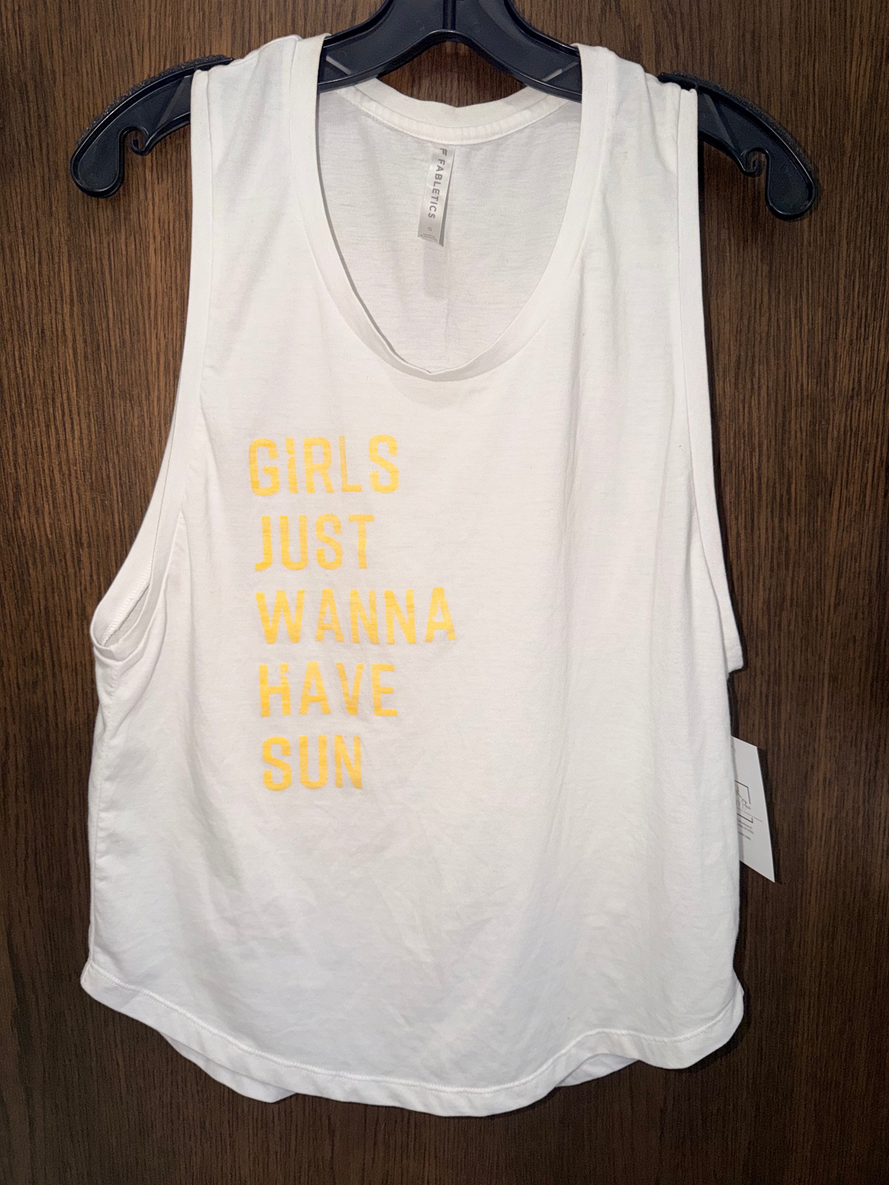 Fabletics Janice Muscle Tank “Girls Just Wanna Have Sun” Size Small