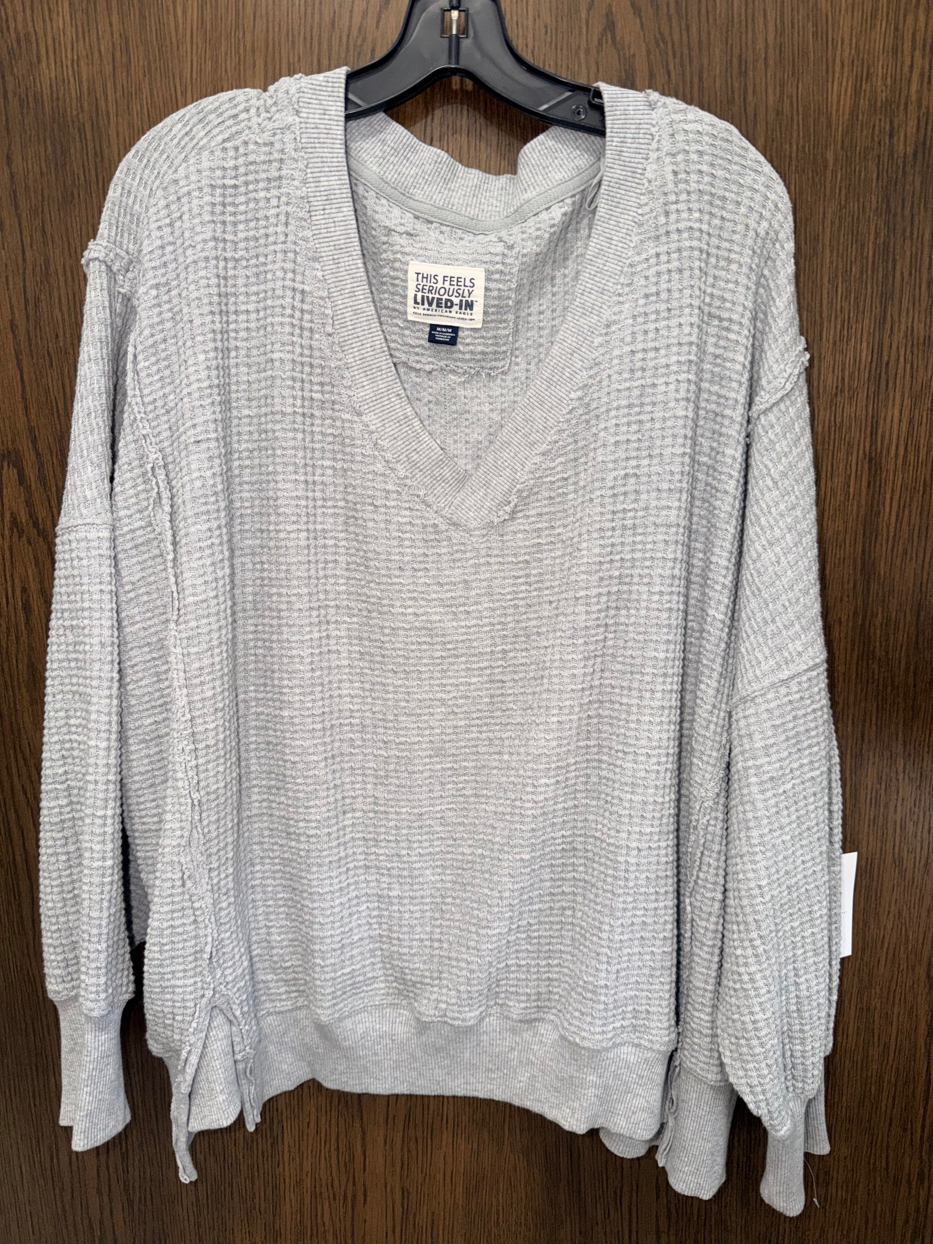American Eagle Lived In Oversized Waffle Knit Shirt Size Medium