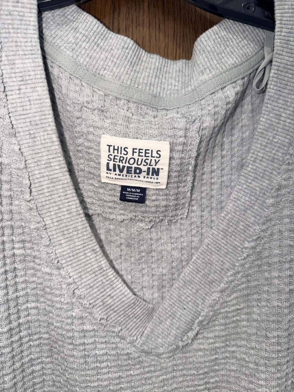 American Eagle Lived In Oversized Waffle Knit Shirt Size Medium