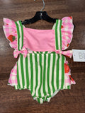 Girls Strawberry Flutter Sleeve Bubble Romper Size 0-3 Months