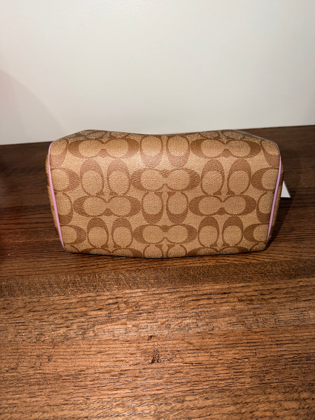 Coach Mini Bennett Satchel F32203 Signature Canvas Khaki Pink Top Handle Bag
