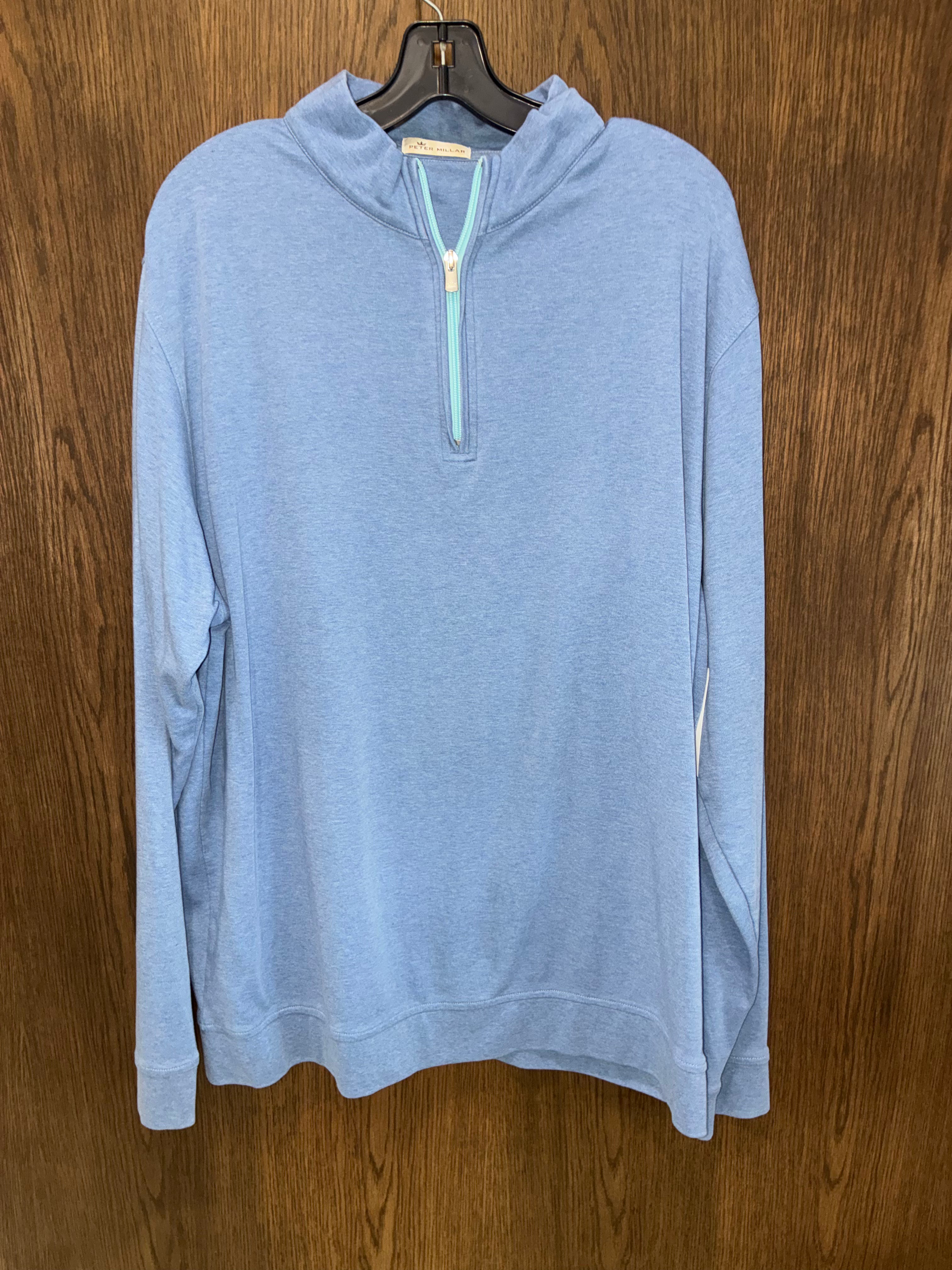 Peter Millar Men’s Heather interlock Quarter-Zip Pullover Dock Blue 2XL XXL
