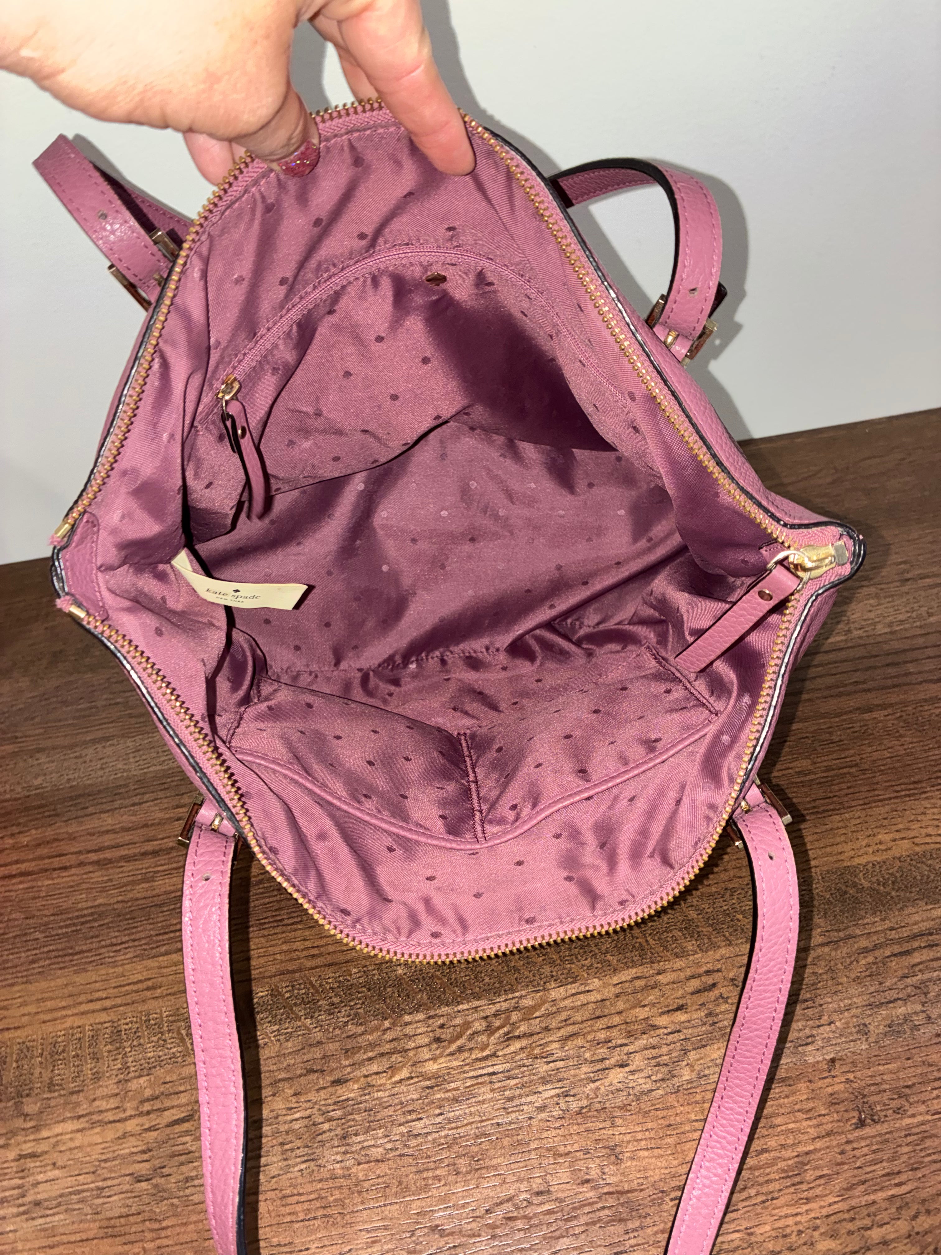 Kate Spade Larchmont Ave Logo Penny Pink Pebble Leather Large Tote Bag