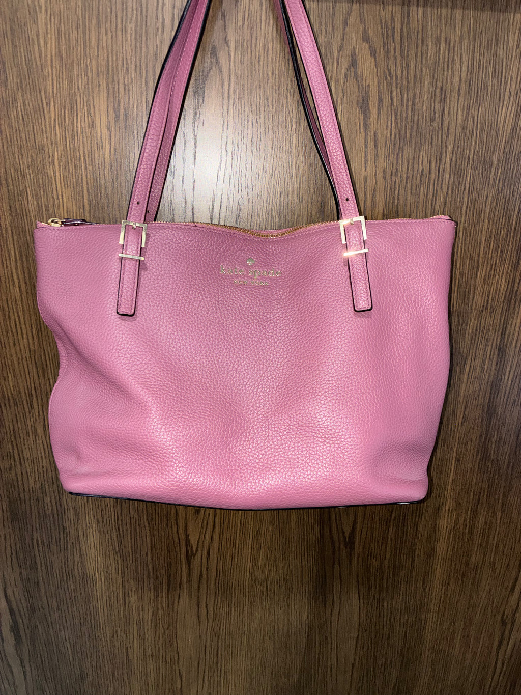 Kate Spade Larchmont Ave Logo Penny Pink Pebble Leather Large Tote Bag