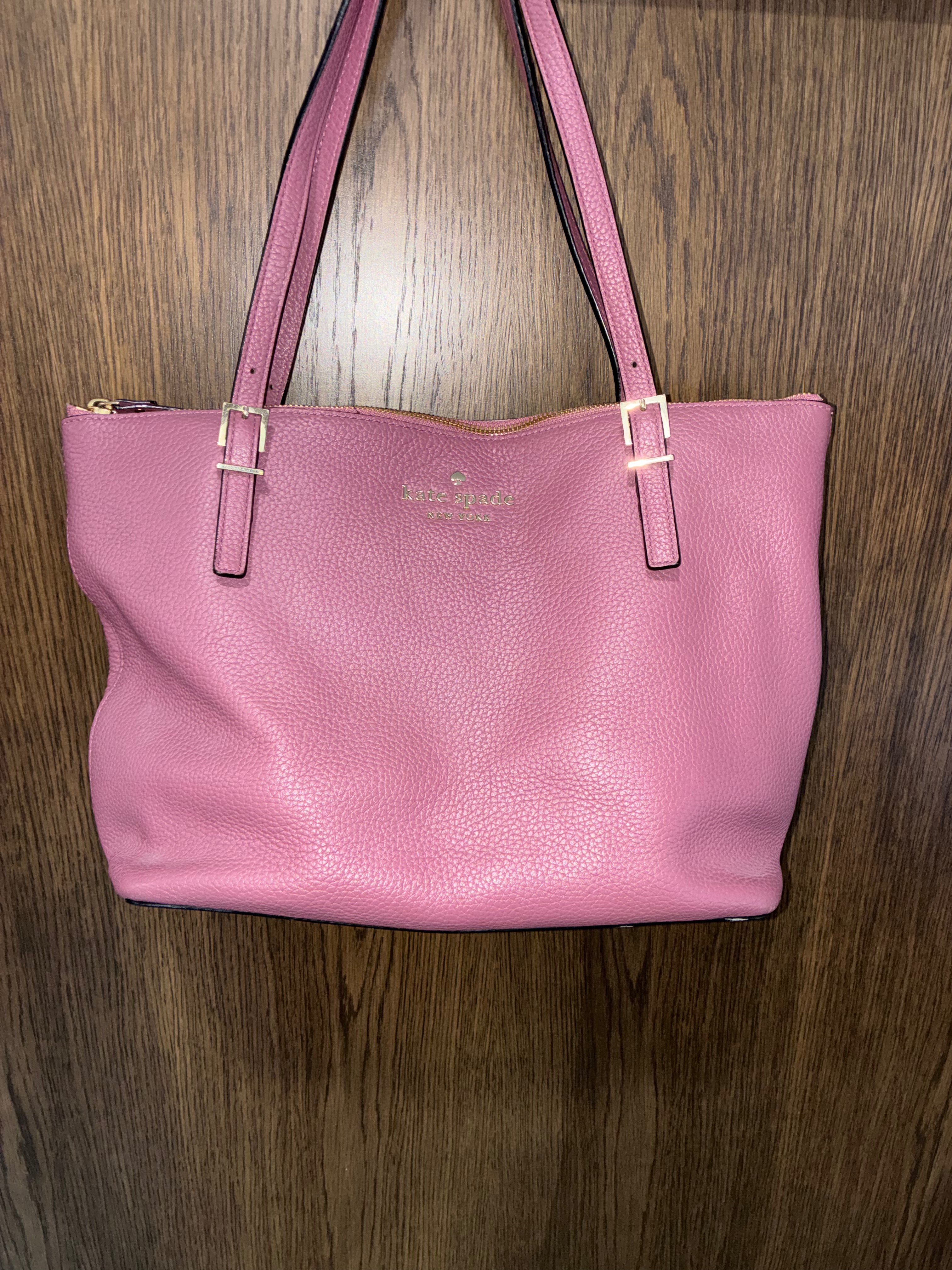 Kate Spade Larchmont Ave Logo Penny Pink Pebble Leather Large Tote Bag