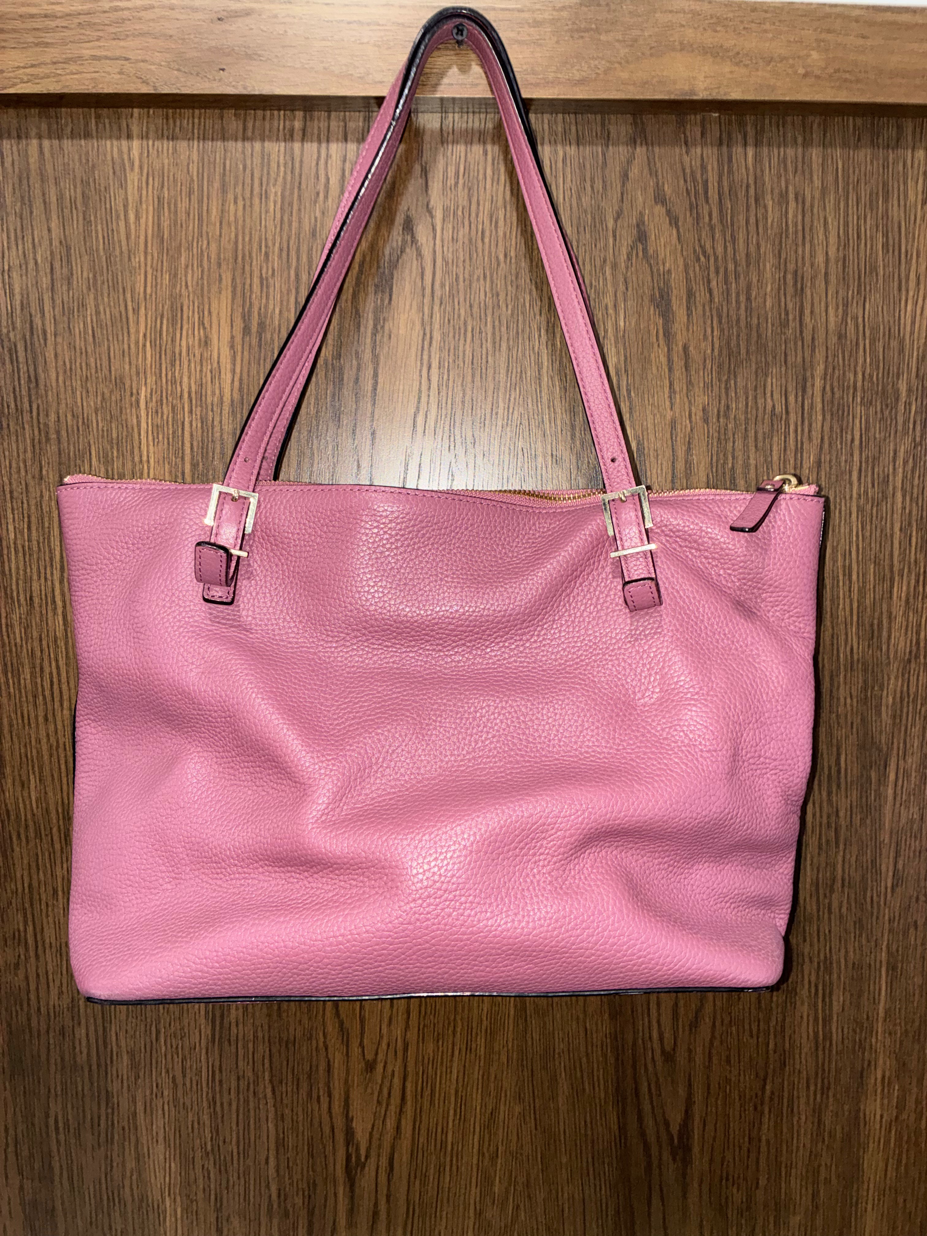 Kate Spade Larchmont Ave Logo Penny Pink Pebble Leather Large Tote Bag
