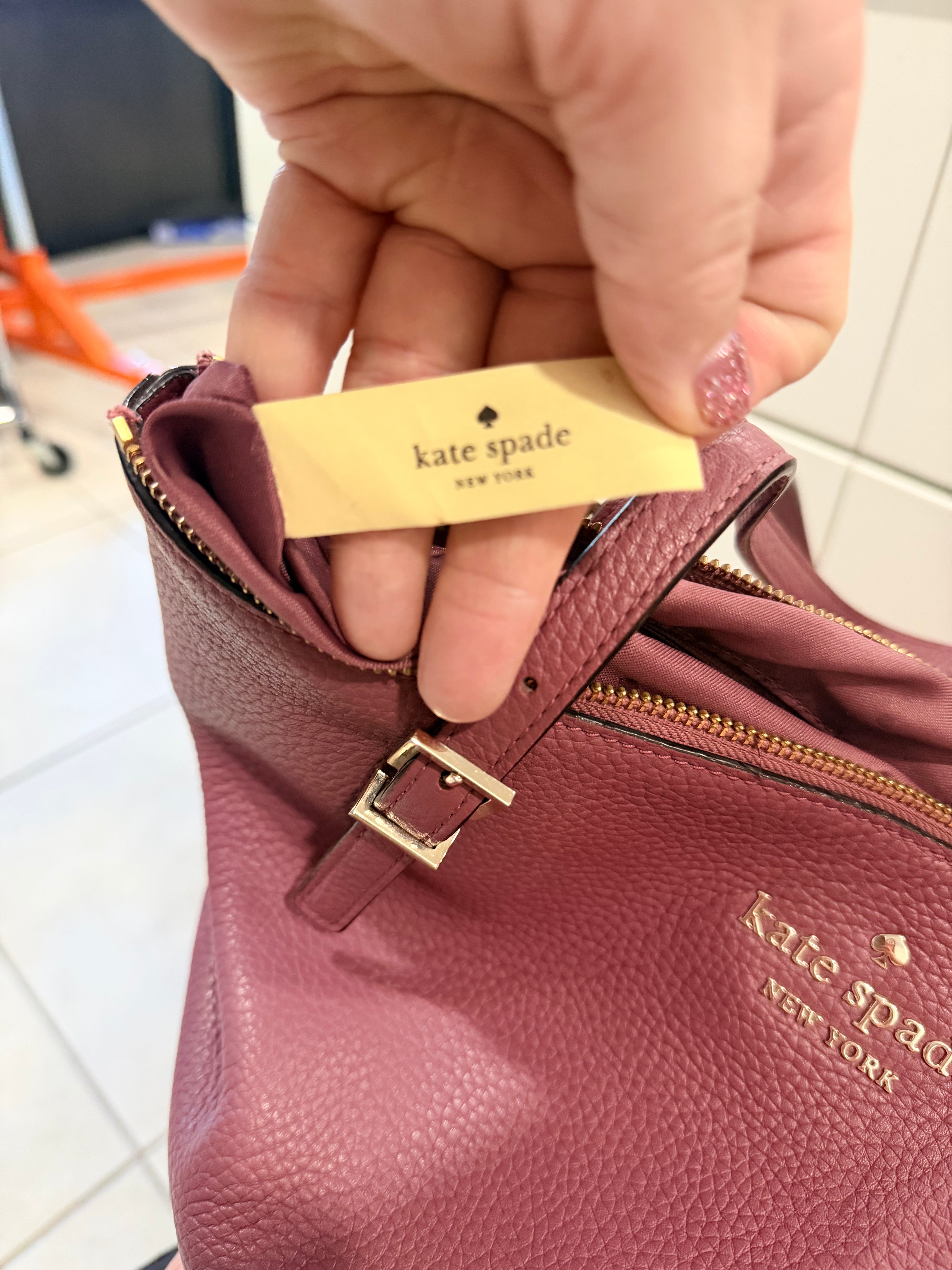 Kate Spade Larchmont Ave Logo Penny Pink Pebble Leather Large Tote Bag