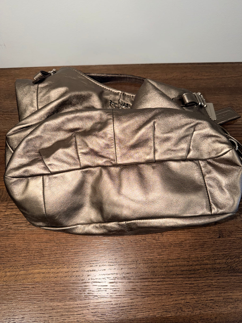 Coach Madison 15958 Metallic Leather Large Shoulder Hobo Bag Bronze Purple Satin Lining Y2K