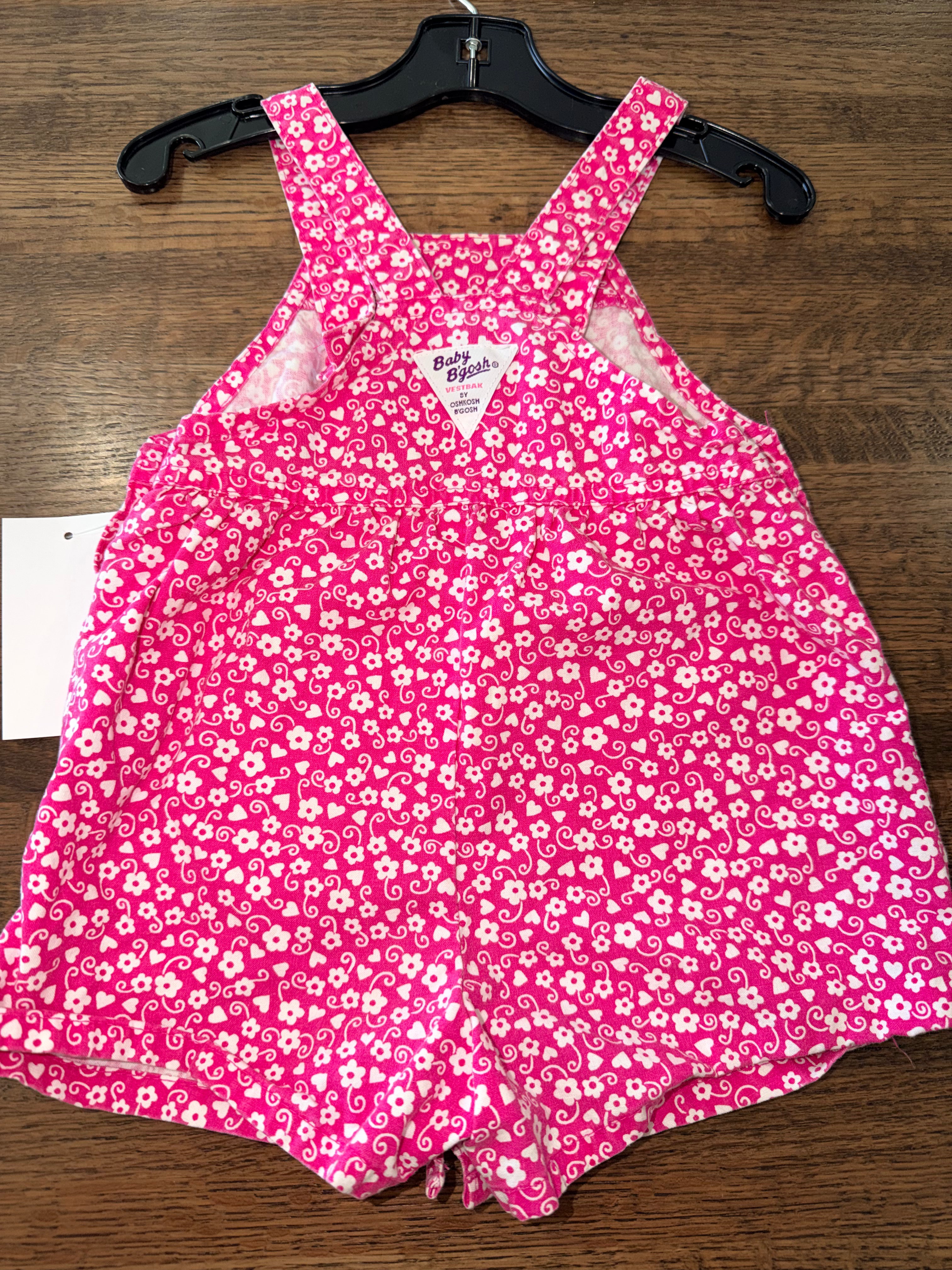 OshKosh B’Gosh Baby B’Gosh Girls Pink Floral Shortall Romper 18M Y2K