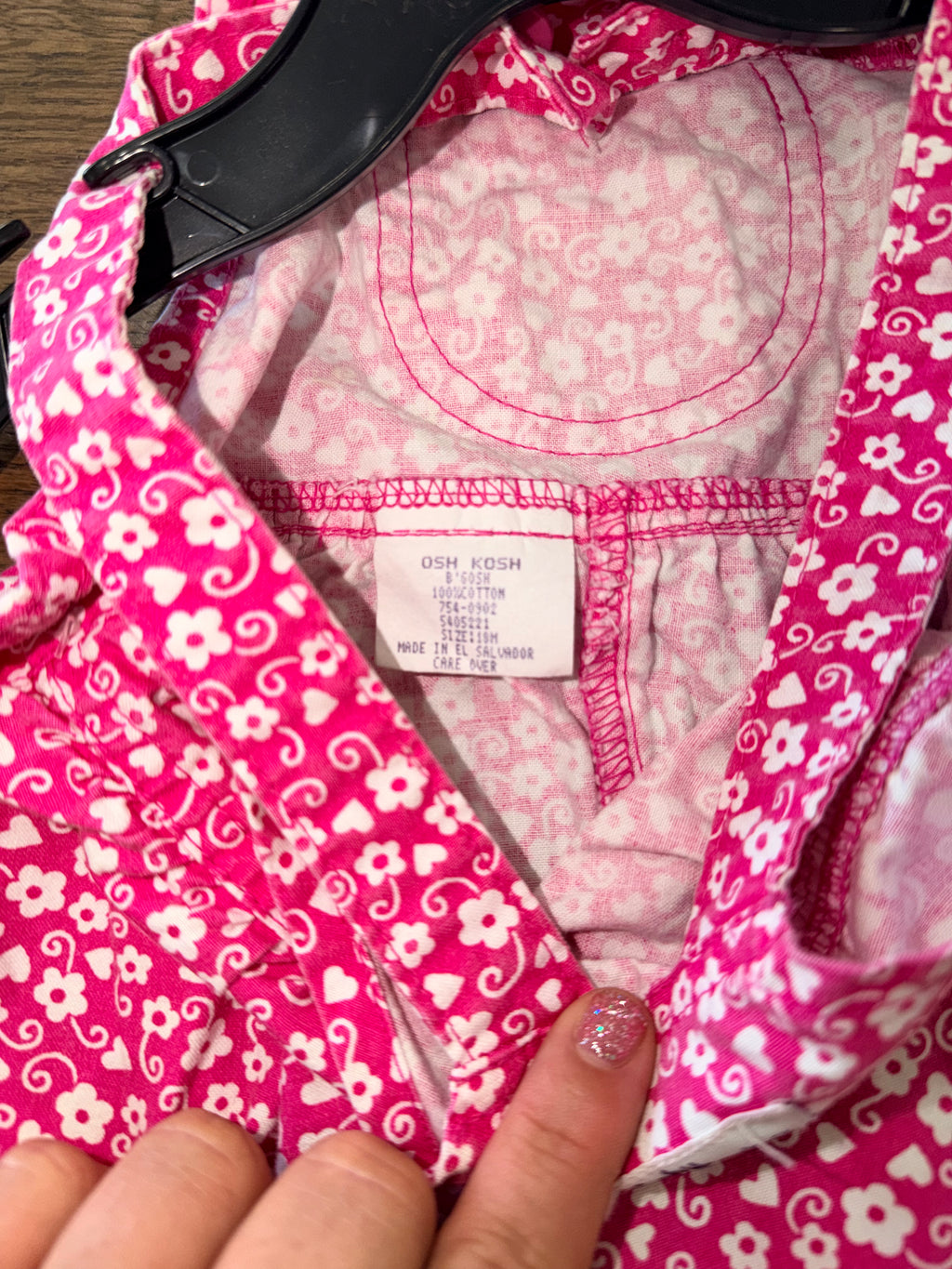 OshKosh B’Gosh Baby B’Gosh Girls Pink Floral Shortall Romper 18M Y2K